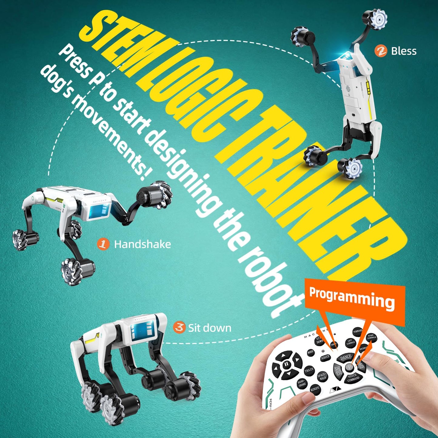 WEACFUS Smart Robot Dog for Kids Ages 6-12, Voice and Remote Control Robotic Pet, 30+ Bionic Actions, All-Terrain Stunt Moves, 25m Range, STEM Toy for Kids