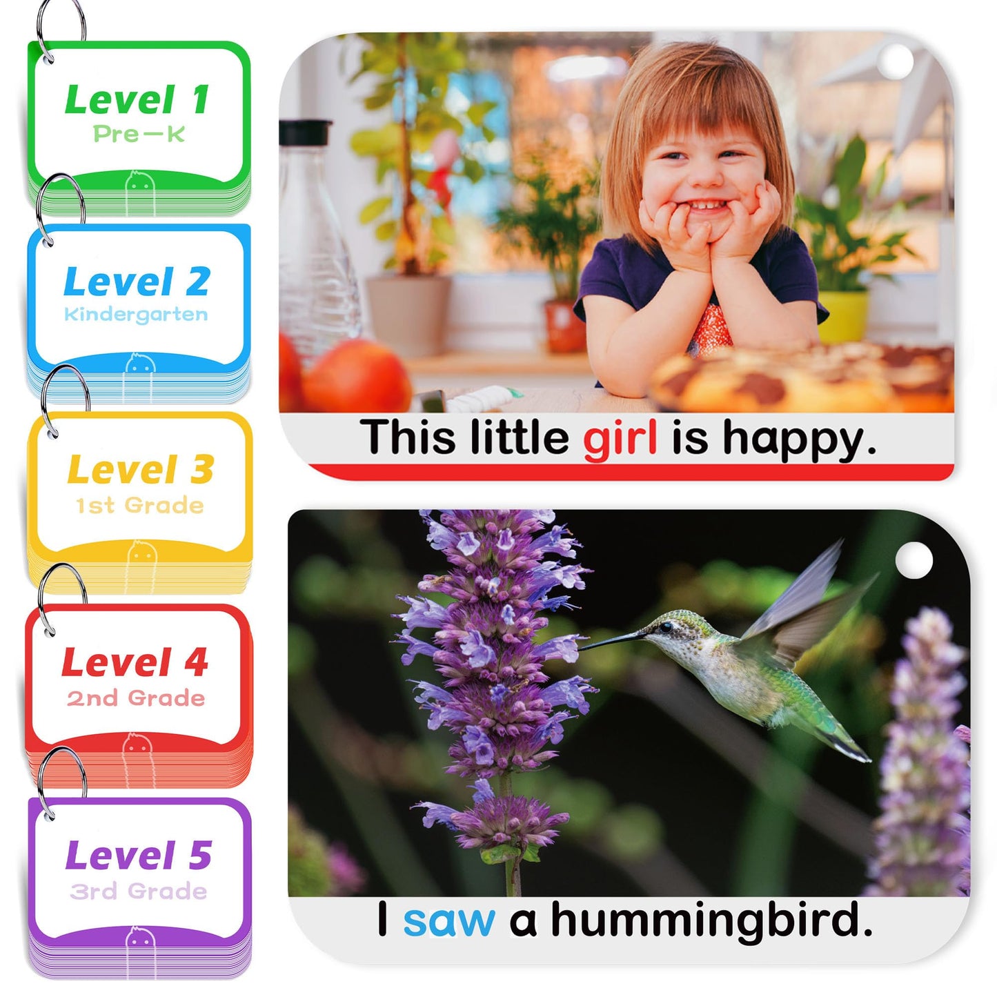 BenBen Sight Words Flash Cards, 350 Dolch & Fry High Frequency Site Words and Sentences for Pre-K, Kindergarten, 1st 2nd 3rd Grade, Educational Learning Cards Homeschool Supplies for Ages 3-9