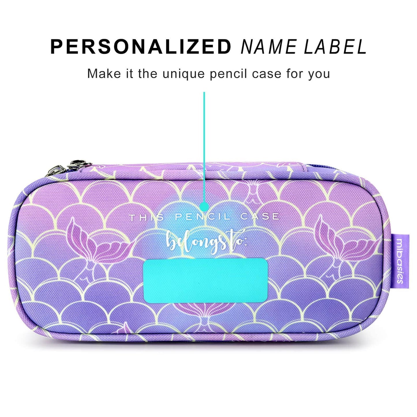mibasies Girls Pencil Case for Kids, Multi-Slot Pencil Pouch, Mermaid Tail Purple