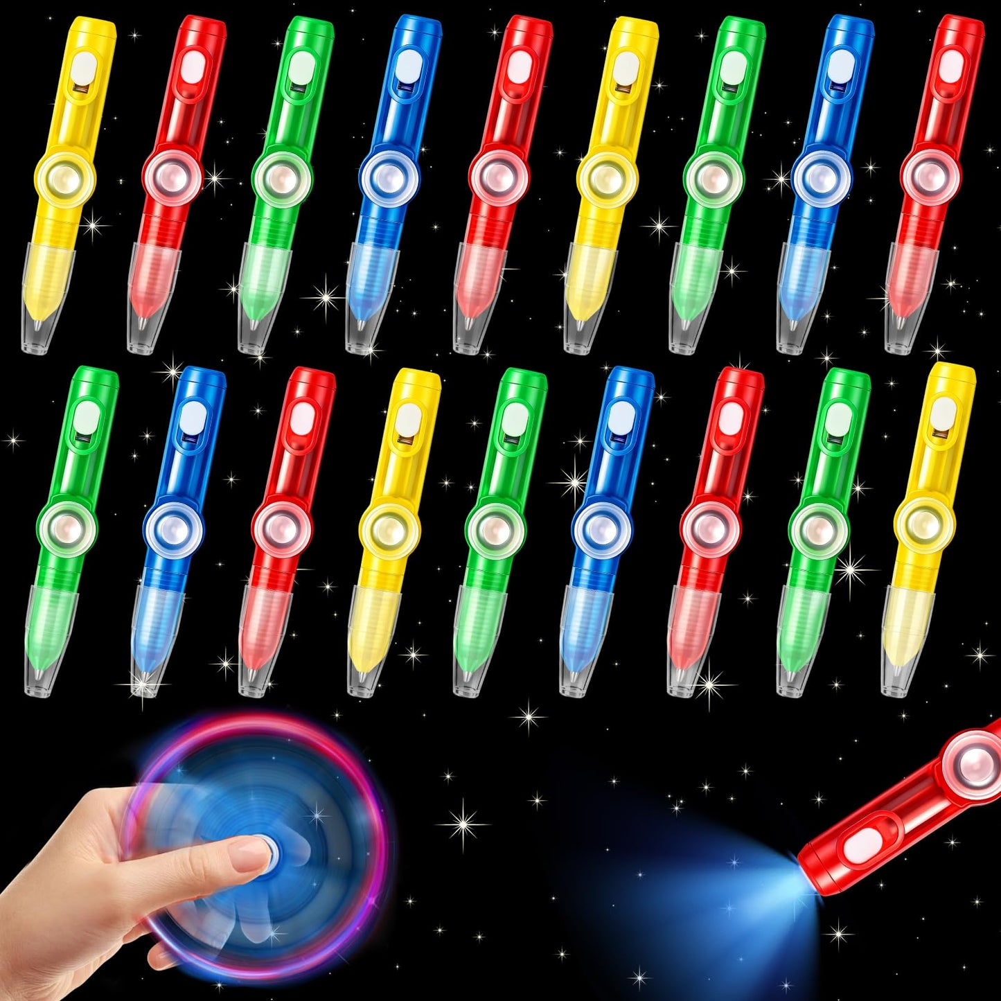 CZWZ 18Pcs Mini Spinner Pens Bulk, Ballpoint Pen for Birthdays and Children's Parties, Fun Gifts Pen