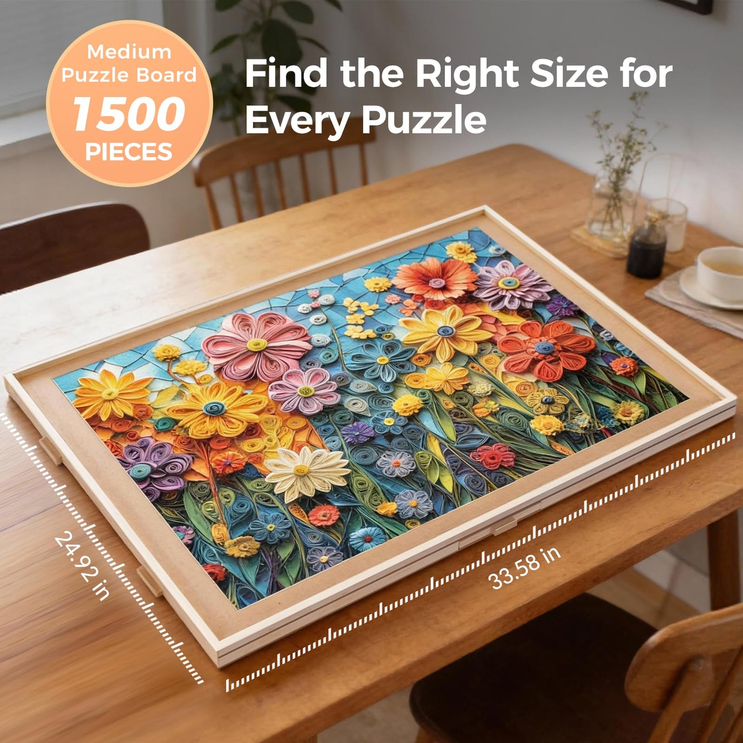 ALL4JIG 1500 Pieces Rotating Puzzle Board with 6 Drawers and Cover,24.92"x33.58"Portable Wooden Jigsaw Puzzle Table for Adults,Lazy Susan Spinning Puzzle Boards Gift for mom,Surface for Lego Building