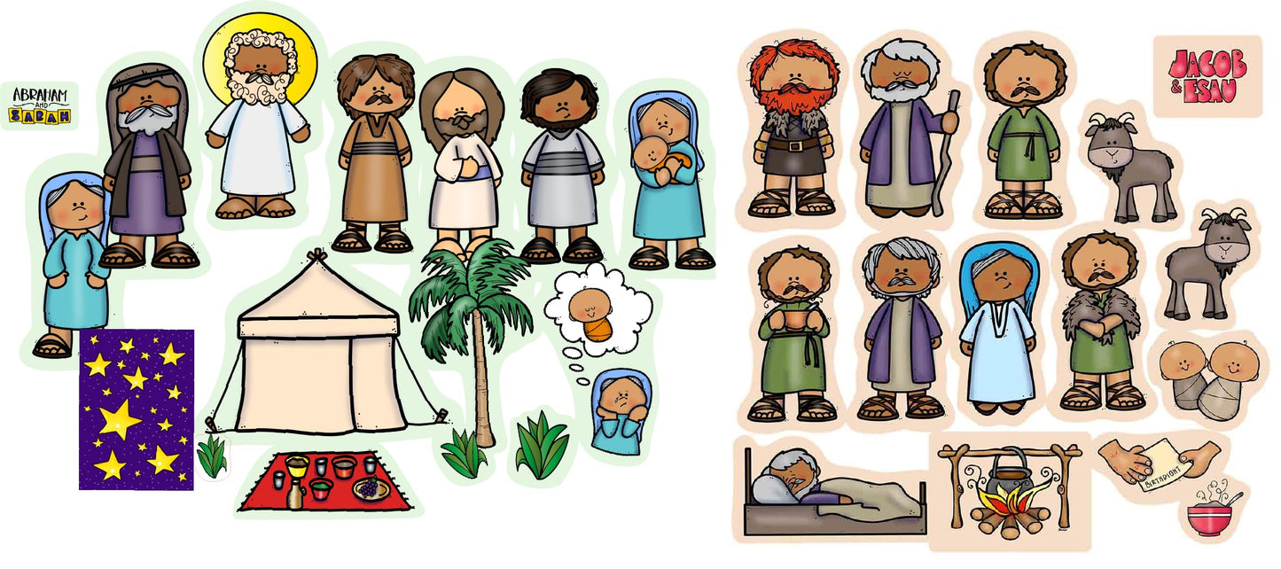 Abraham & Sarah Bible Felt Set Old Testament Story Flannel Board Kids Flannelbaord Religious (Abraham & Sarah and Jacob & Essau)