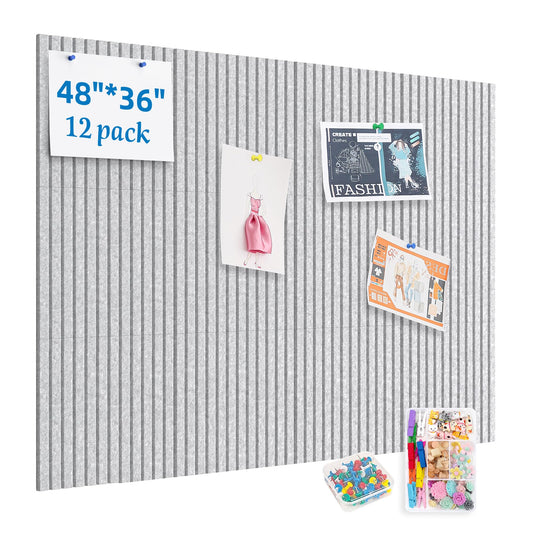 Large Cork Board for Walls, Yunihome 12 Pack 36" x 48" Felt Bulletin Board Wall Tiles for Home Kitchen School Office Wall Decor with Assorted Colors DIY Decorative Push Pins Sets
