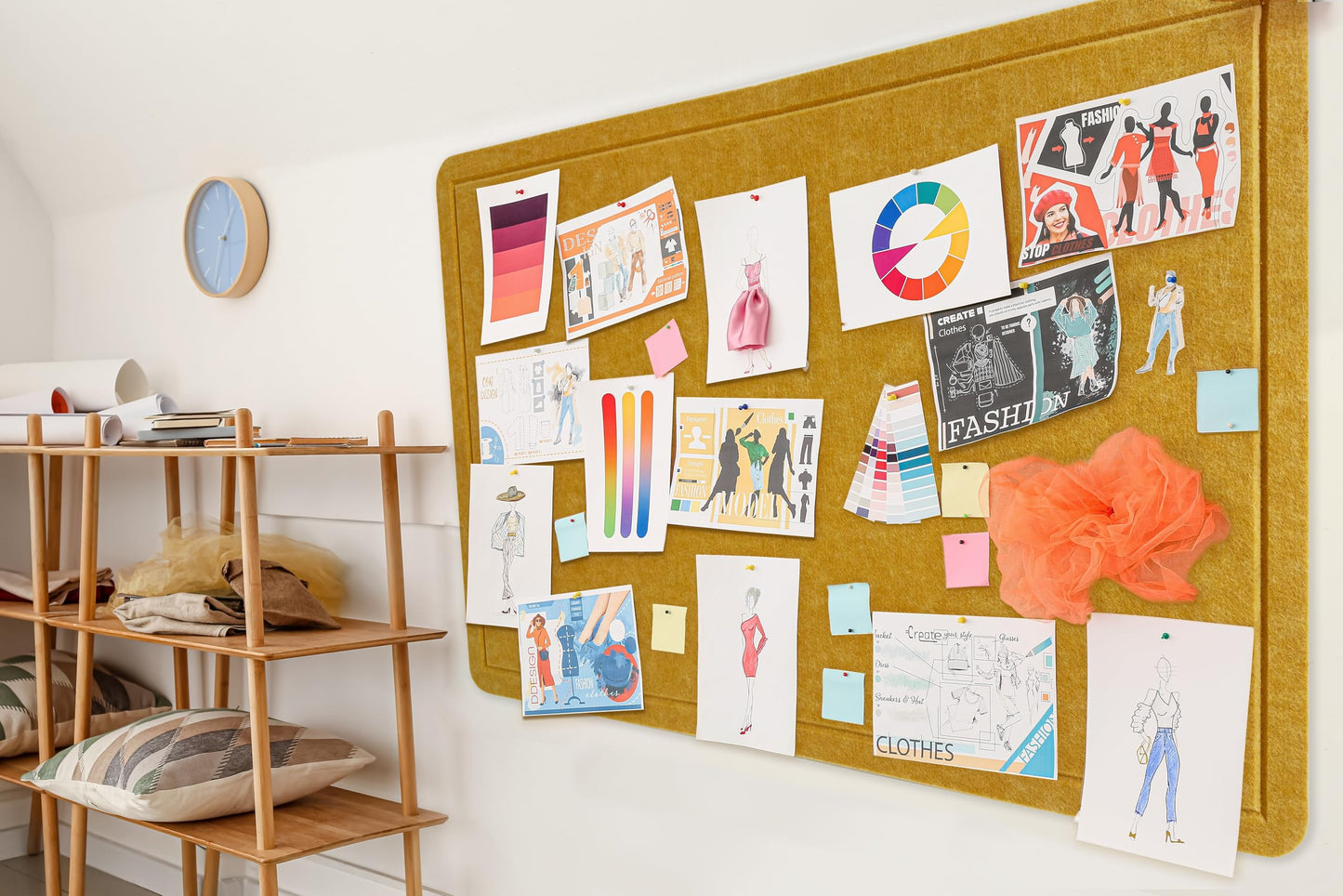 Yunihome Large Bulletin Board - Foldable 36x24 Inches Cork Board Alternative with 20 Push Pins, 3' x 2' Self-Adhesive Felt Bulletin Board for Wall, Home Office Classroom Decor