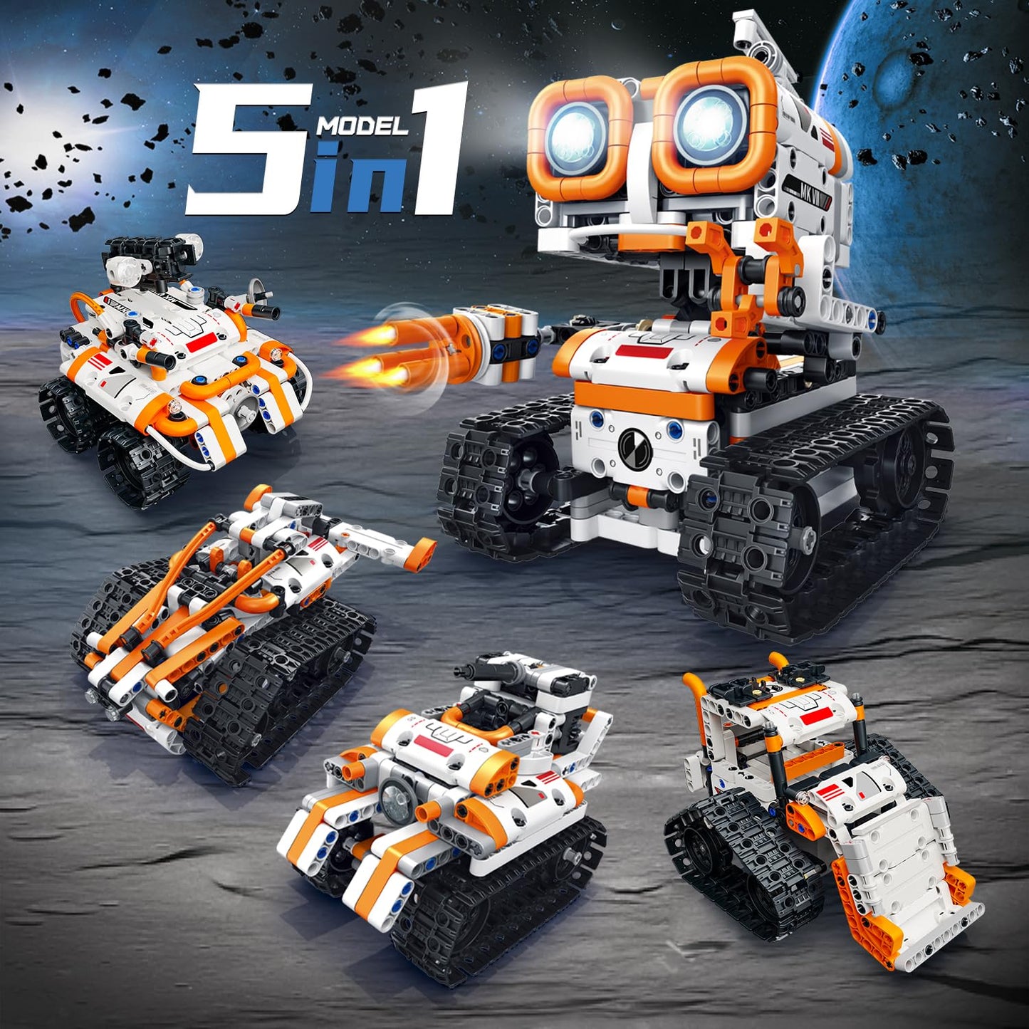 5 in 1 STEM Robotics Building Kit, 560 PCS APP/Remote Control Robot Toy Building Block Sets, Compatible with Lego Robot Control & Programming, Coding Robotic Toys Birthday Great Gifts for Boys 8-14