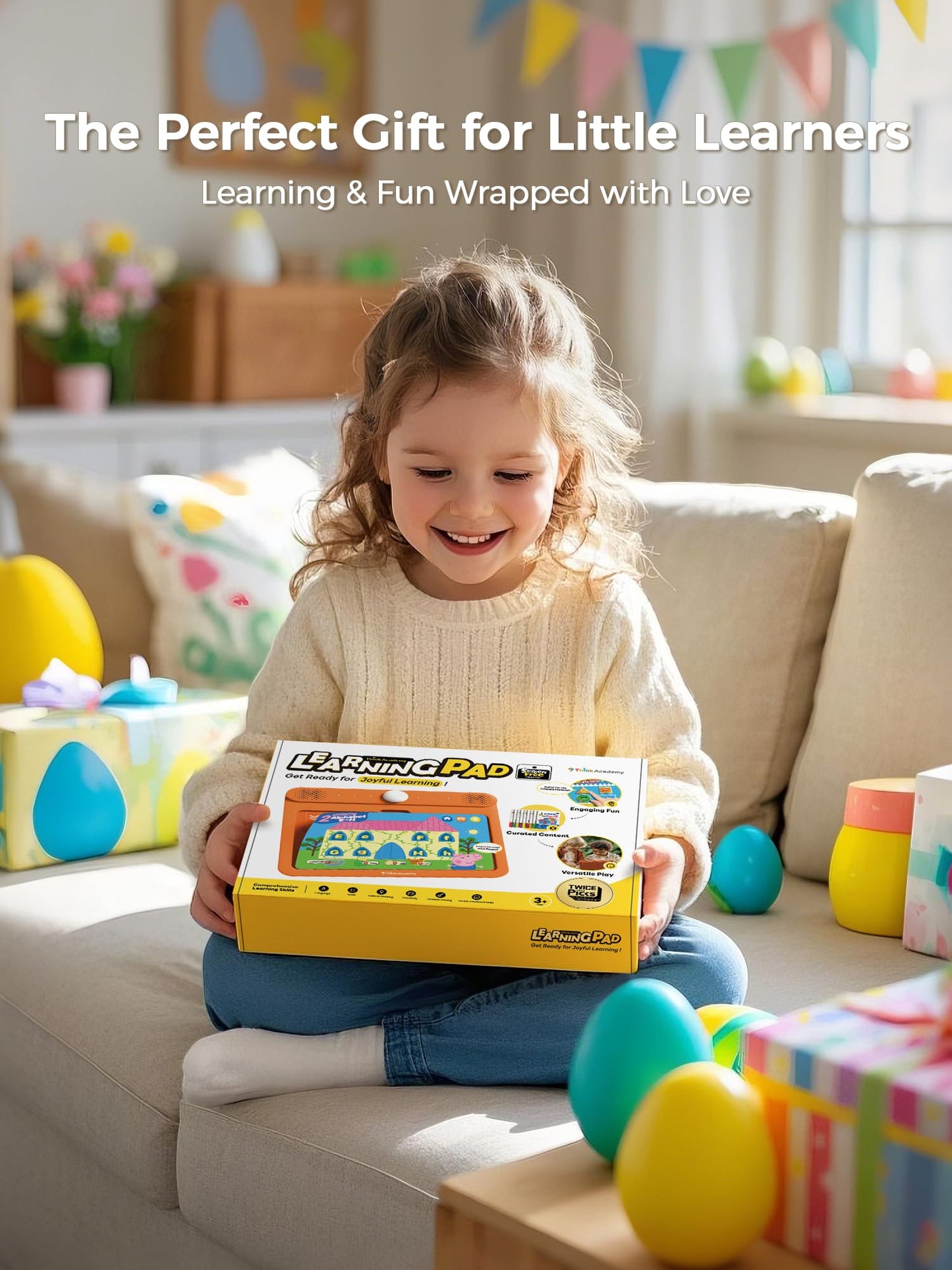 Think Academy Learning Pad - Screen Free Tablet with Flash Cards Inserted to Learn Alphabet, Numbers, Early Math, Logic, Nature and Daily Life, Educational Toys Gift for 3 4 5 Years Old Boys Girls