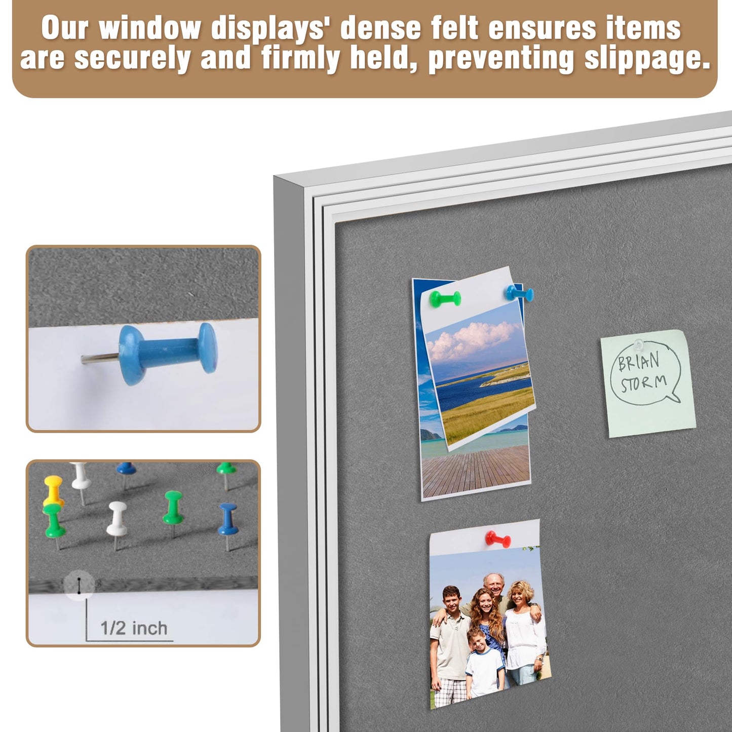 Mifuro 70"x34" Enclosed Bulletin Board, Outdoor Lockable Weather-Resistant Aluminum Cork Noticeboard for School & Office, Silver Frame w/Grey Flet