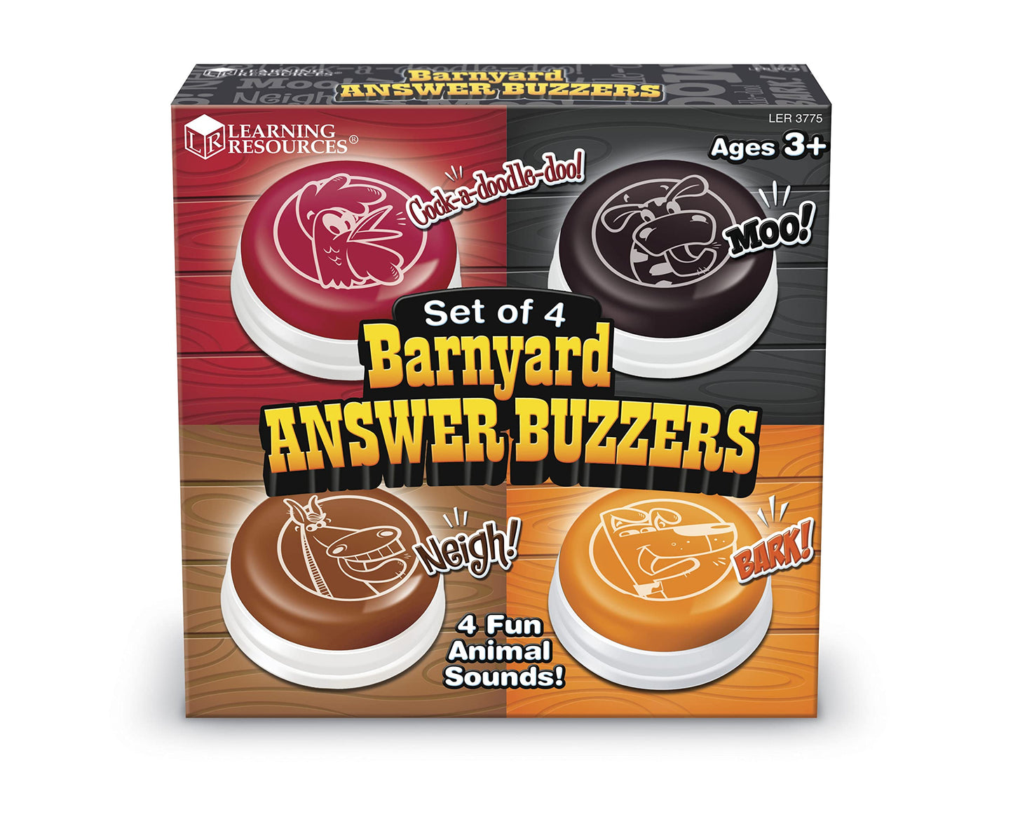 Learning Resources Barnyard Buzzers, Set of 4, Assorted Sounds and Colors, Ages 3+