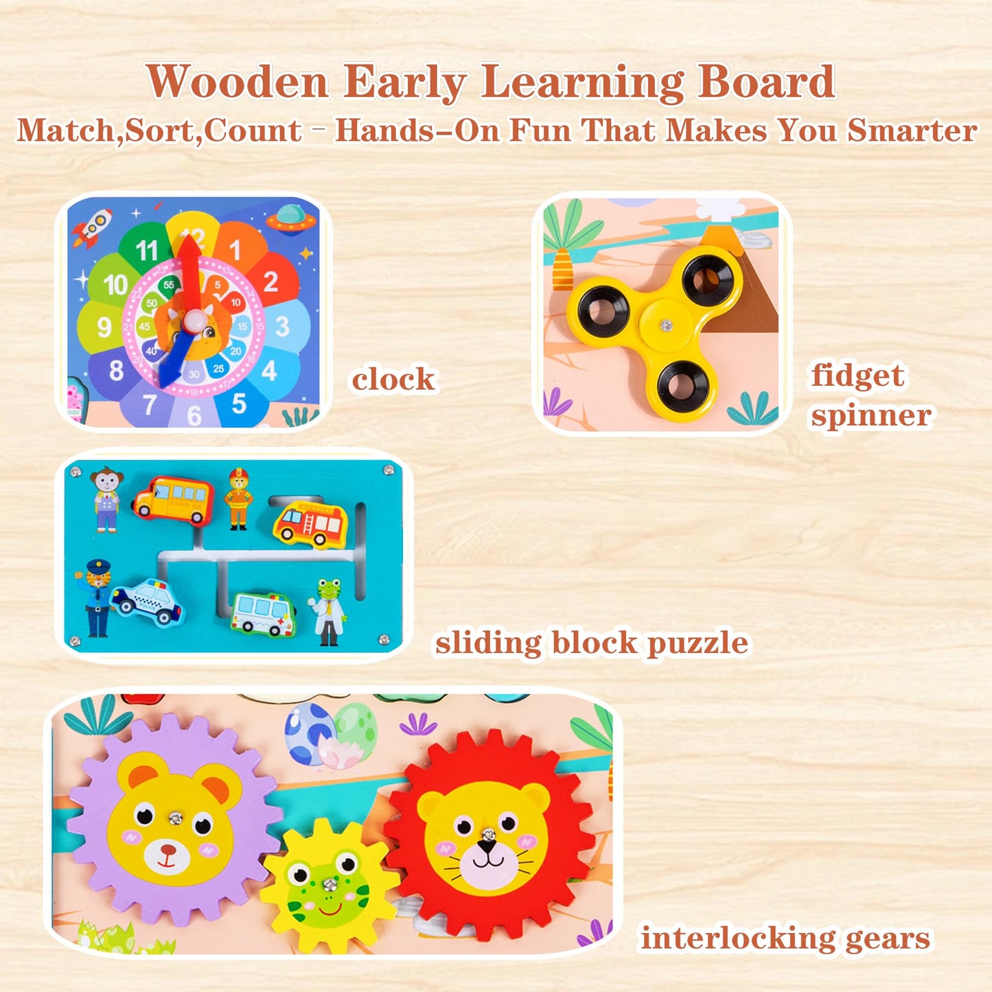 Wooden Busy Board for Toddles,Wooden Puzzles for Toddlers Ages 3-5,Early Educational Toys,Preschool Educational Activities & Educational Toys,Great Preschool Gifts for Girls & Boys