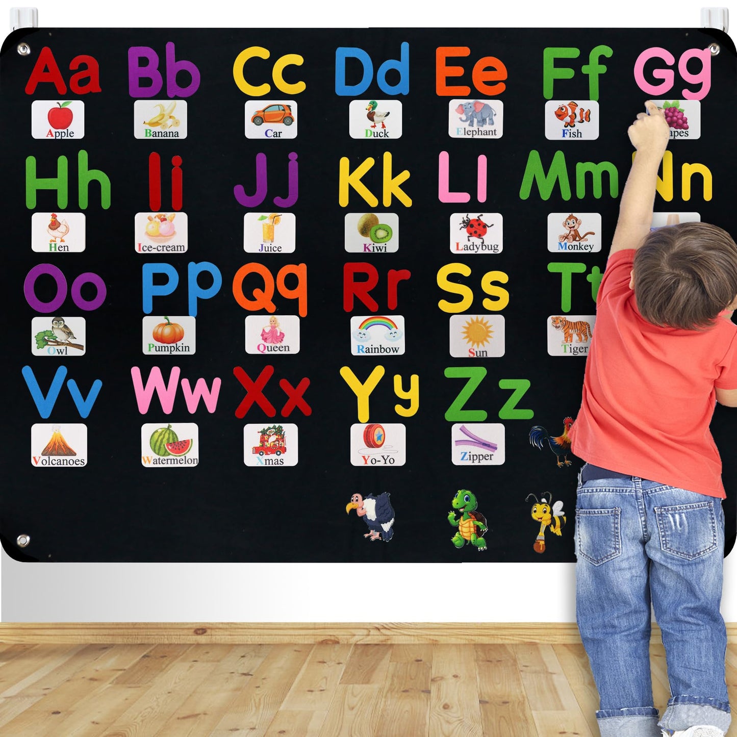 Craftstory 130 Pcs Alphabet Learning Toys Letters-Felt Montessori Board for Toddlers with Flashcards Preschool Phonics Vocabulary Activities Educational Toys for 3 Year Old