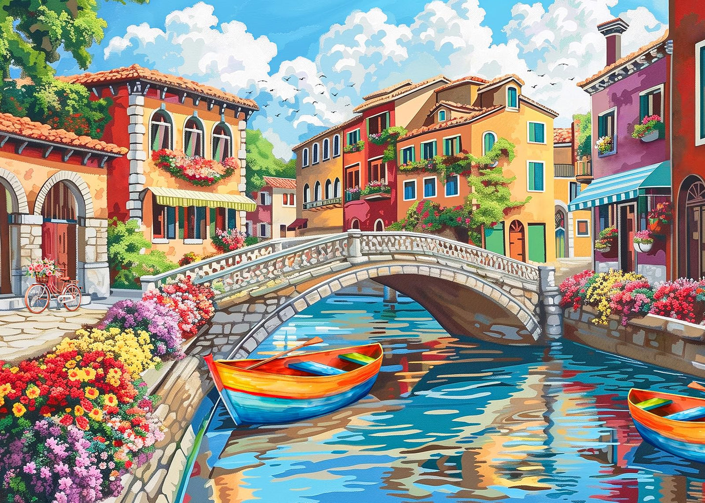MBOQIU 1000 Piece Puzzle for Adults - Italian Town Puzzles for Adults 1000 Pieces, Letters on Back, Venice Street Jigsaw Puzzle, Venice Scene Challenging Puzzles for Teens Seniors - 27.6 x 19.7 inches