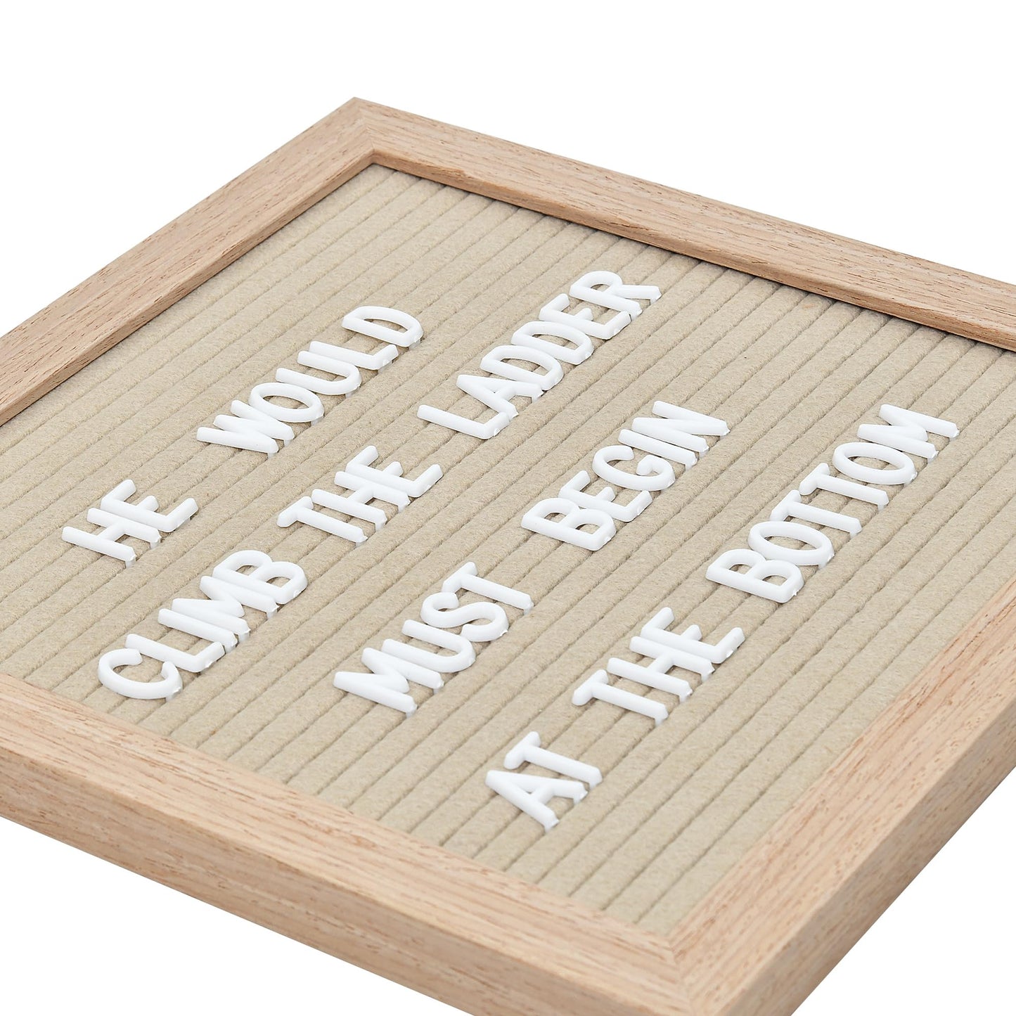 Felt Letter Board with 294 Letters, Numbers, Symbols - 10x10 inch Changeable Message Board with Wooden Frame Wall Mount (Beige)