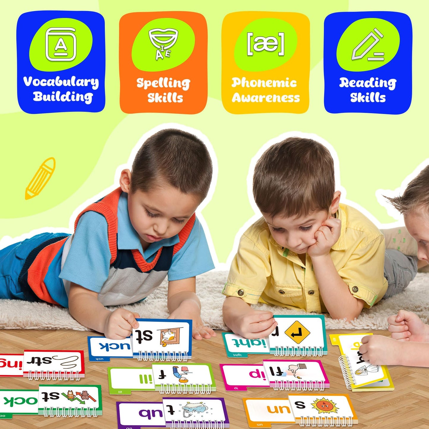 Zazopup 30 Read and Rhyme Flip Books,Word Family Build Book,Learn to Read Phonics Flash Cards,Sight Words Flash Cards Kindergarten Classroom Homeschool Learning Book,Phonics Flashcards,Reading Games