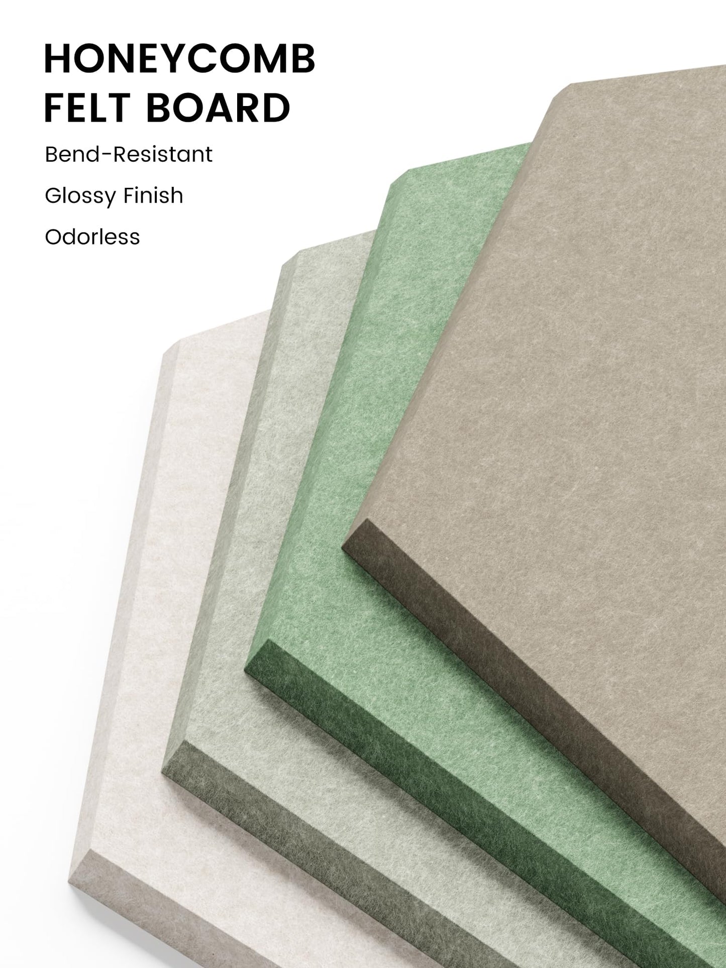 Fluxynara Hexagon Cork Board Alternative for Walls Decor-12-Pack Felt Bulletin Board Tiles,with 30 Pushpins,70 Adhesive Tabs for Office,Classrooms & Home Pin Board Felt Board-Moss Haven