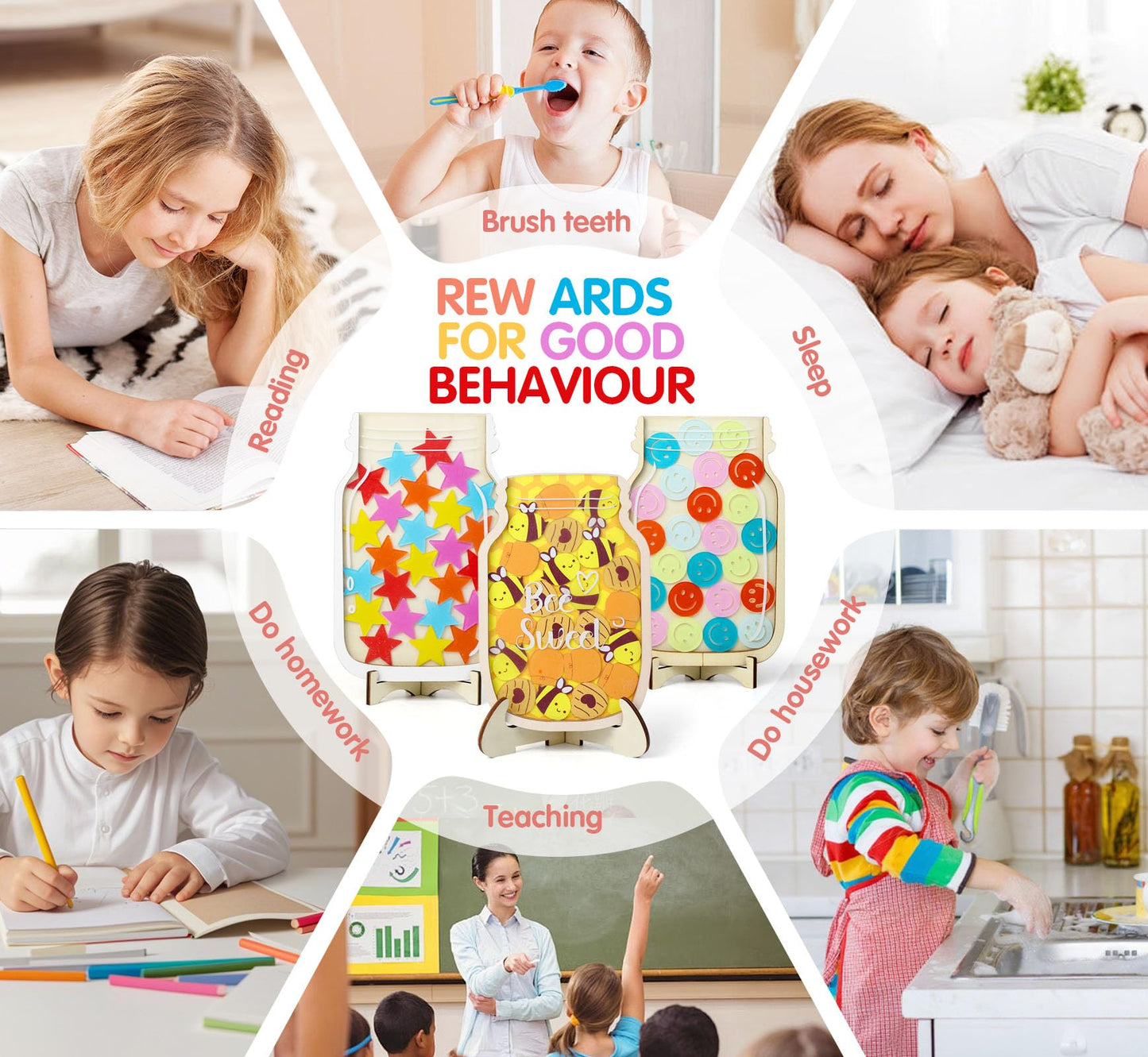 haotuntrek Magnetic Reward Jar with Star Jar for Kids - Classroom Reward Chart, Behavior Incentives System & Class Reward Tool for Home and Schoo (Star)
