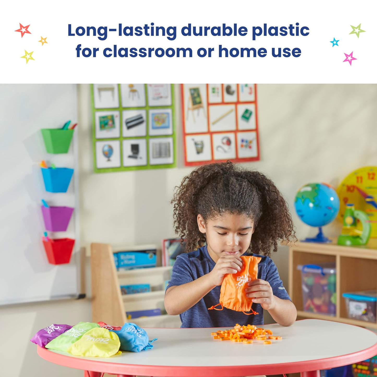 hand2mind Rainbow Lowercase Magnetic Letters, Plastic, Alphabet, Letter Recognition for Kindergarten, Word Building Magnets, 6 Count