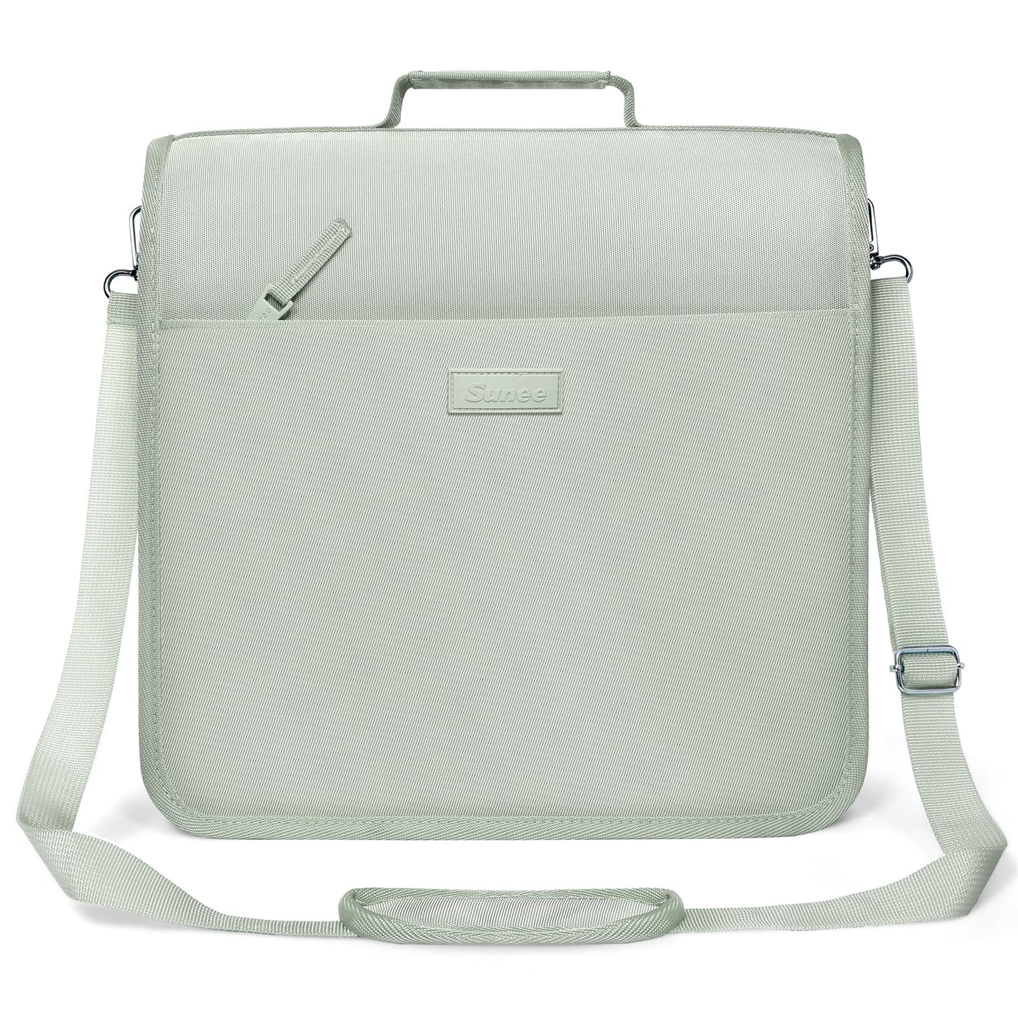 SUNEE Zipper Binder 3 Ring, 3 Inch O-Ring with Handle and Shoulder Strap, 600-Sheet Capacity, 5-Tab Expanding File Folder, Multi-Pockets for Middle School Organizer Binder with Zipper, Sage Green