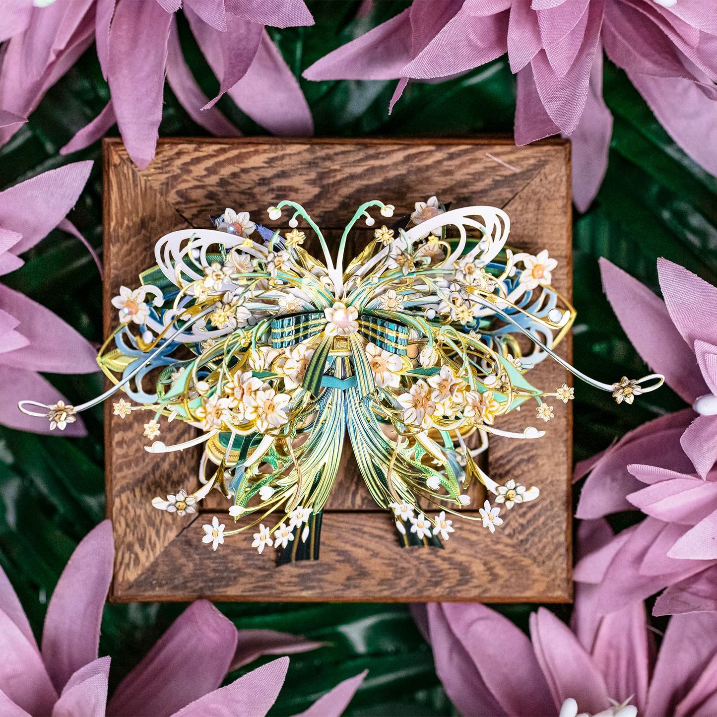 MU 3D Metal Puzzle for Adult Flower and Butterfly C Cuiqiao, Metal Model Kits Insect Animals Pieces Miniature Building, Birthday Xmas Gift Brain Teaser DIY Set Home Decor