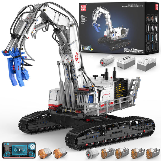 Mould King Engineering Excavator Building Sets, 17062 Large RC Construction Building Kits with APP Remote Control, STEM Construction Vehicles Model for Adults(4195PCS)