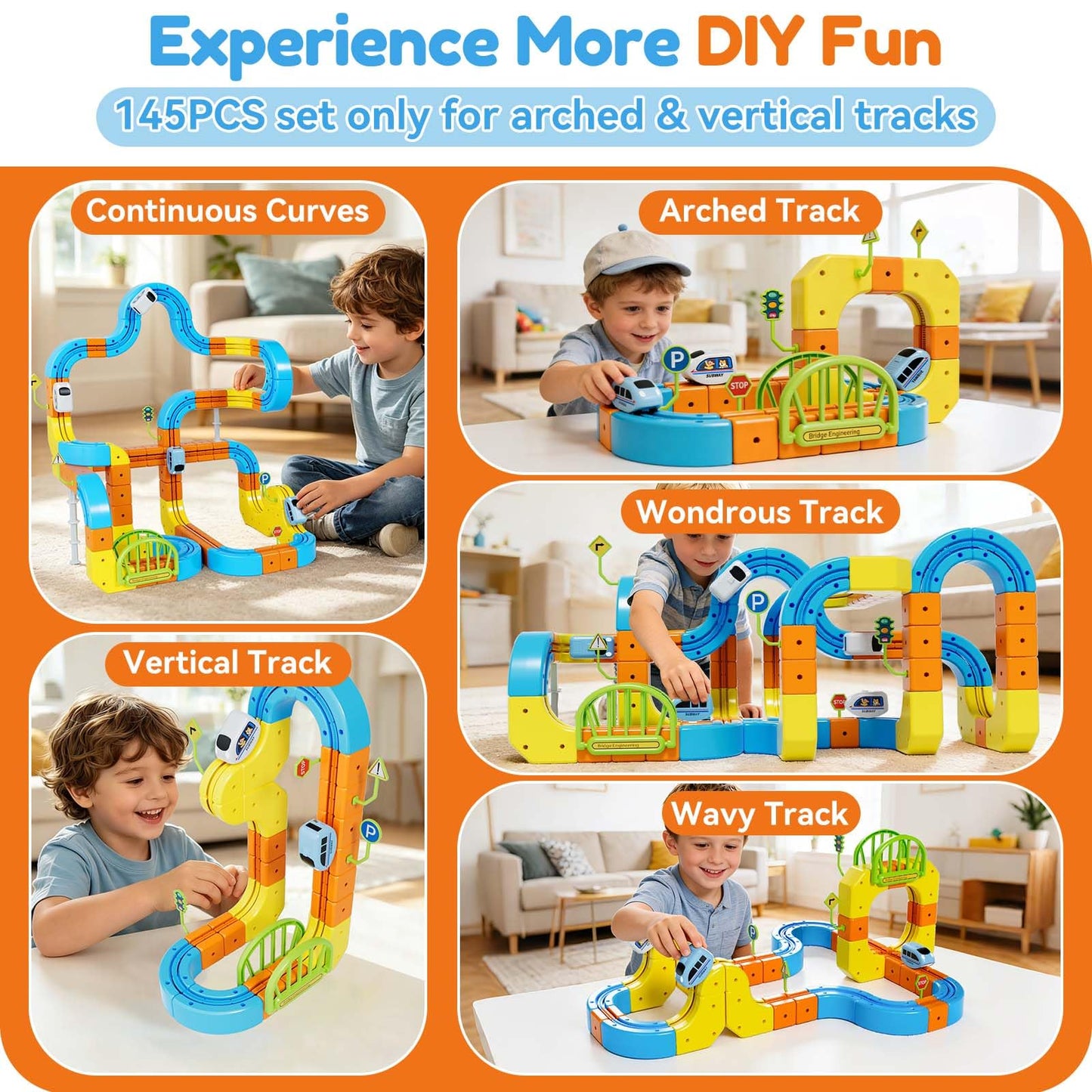Electric Train Set for Kids Ages 3-8, 208Pcs 3D Flexible Race Track Toy, Gravity-Defying 360° Loop Building Set, STEM DIY Railroad Learning Toy Gift for Toddlers Boys Girls