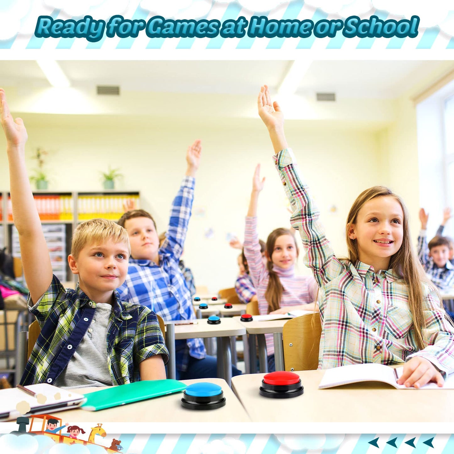 Jerify 12 Packs Recordable Answer Buzzers Learning Recording Sounds and Lights Buzzers Game Show Classroom Communication Buttons for Family Game Study Office Trivia Nights Red Blue