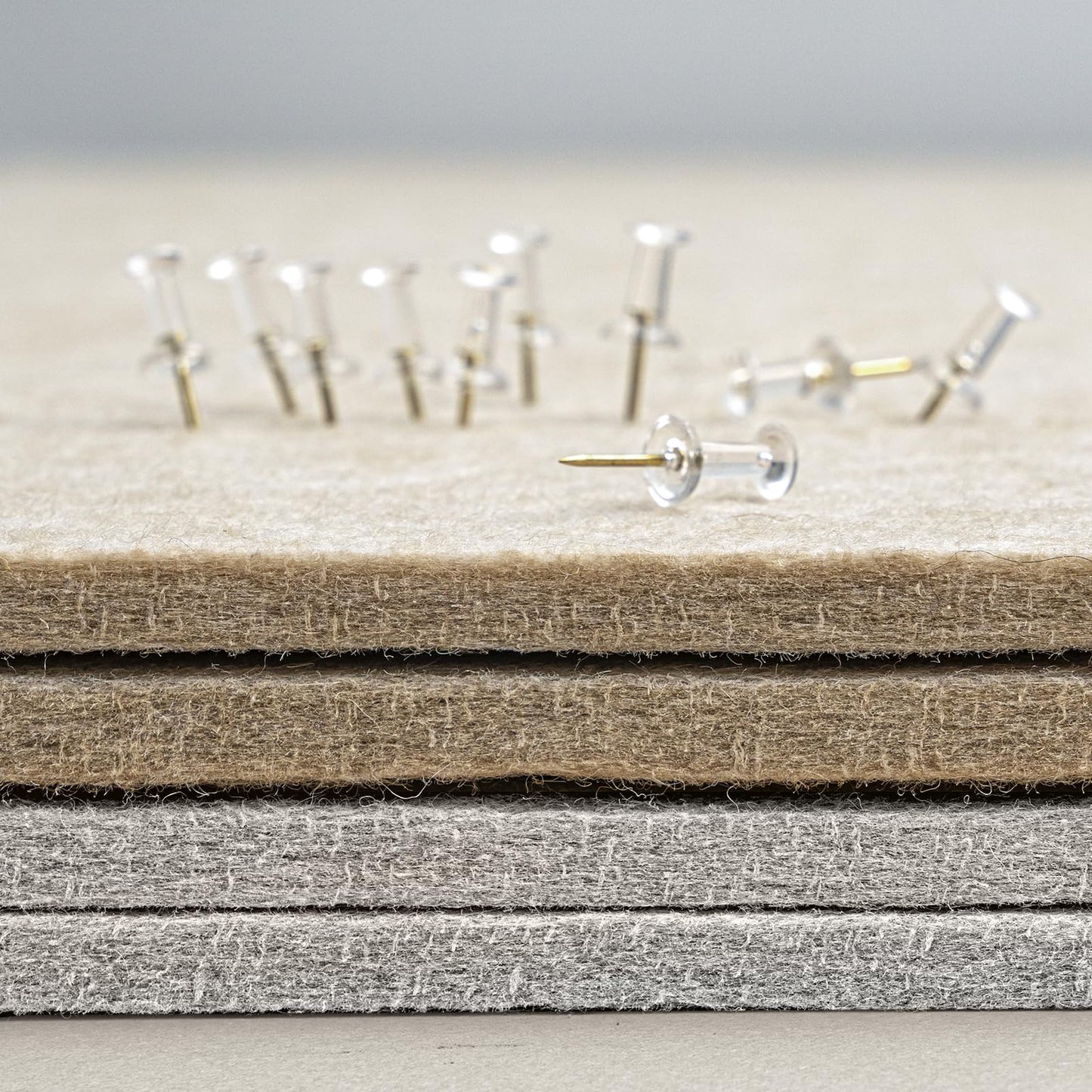 Lightomorrow Bulletin Board, 36 x 24 Inches Felt Pin Board, Cork Alternative for Wall, 3' x 2' Foldable Self-Adhesive Vision Board with 20 Pushpins - Light Gray