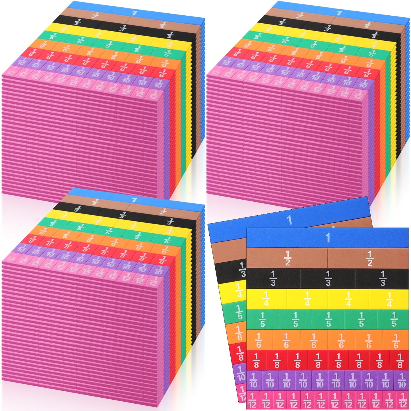Sayglossy 60 Sets Fraction Tiles Set for Math Classroom Fractions Manipulatives Math Learning Manipulatives for Home School Supplies