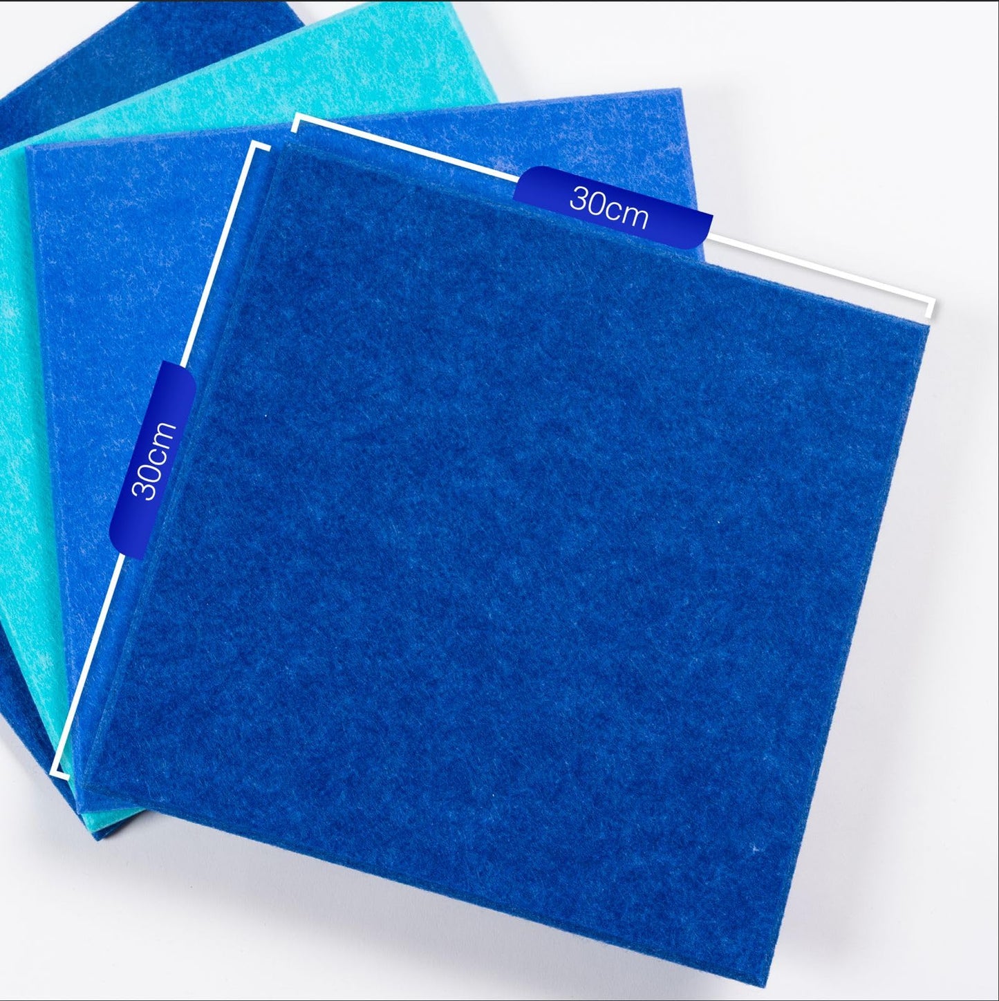 Large Felt Cork Board - 48x36 inches, 12 Felt Board Tiles with Removable Adhesive Tape Cork Boards for Walls Cork Board for Office Pin Board Bulletin Board (30x30, Blue Ombre Collection)