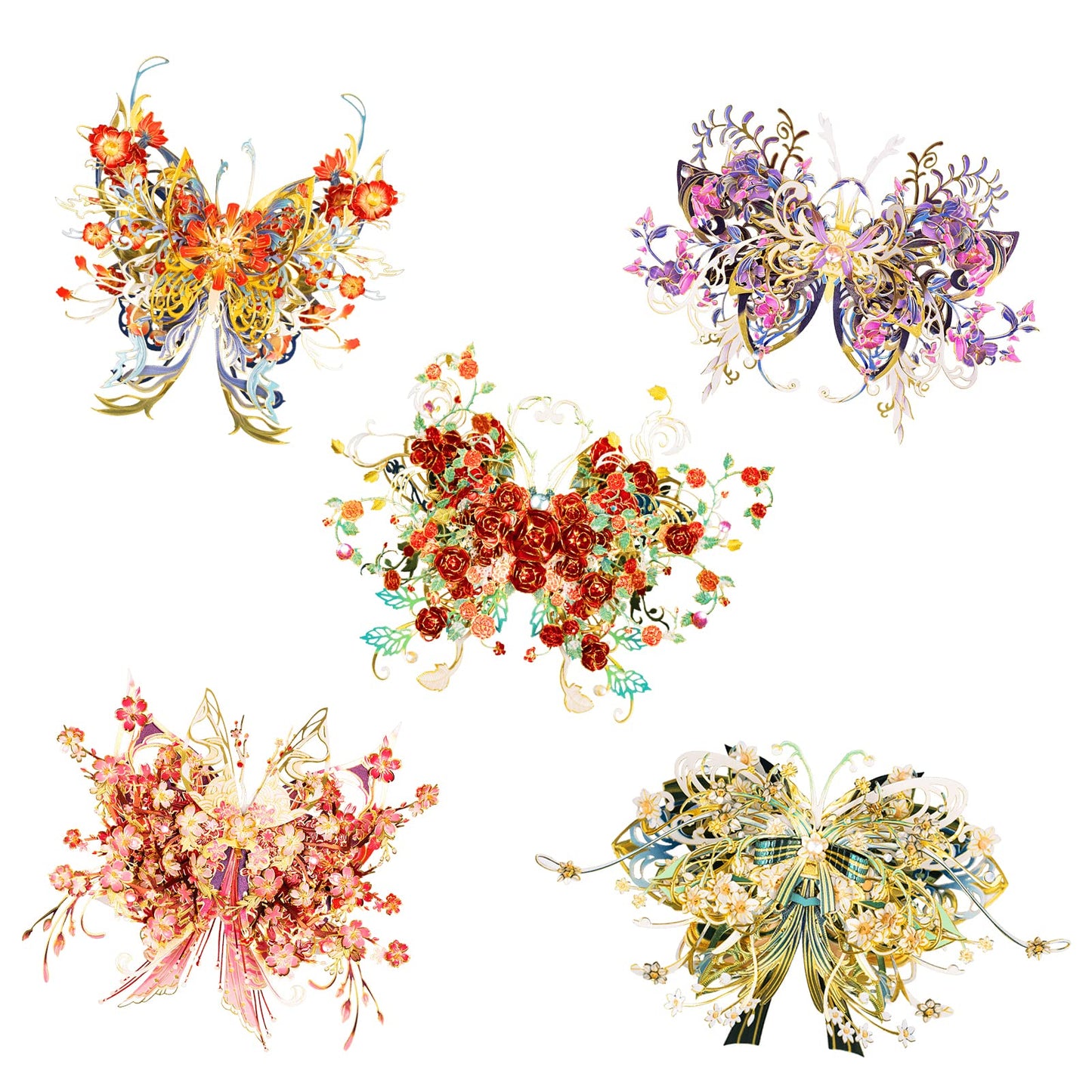 MU 3D Metal Puzzle for Adult Flower and Butterfly A-Spring Dawn, Metal Insect Animals Puzzles Pieces for Beginner Miniature Model Kits Building, Birthday Dad Xmas Gift Home Decor