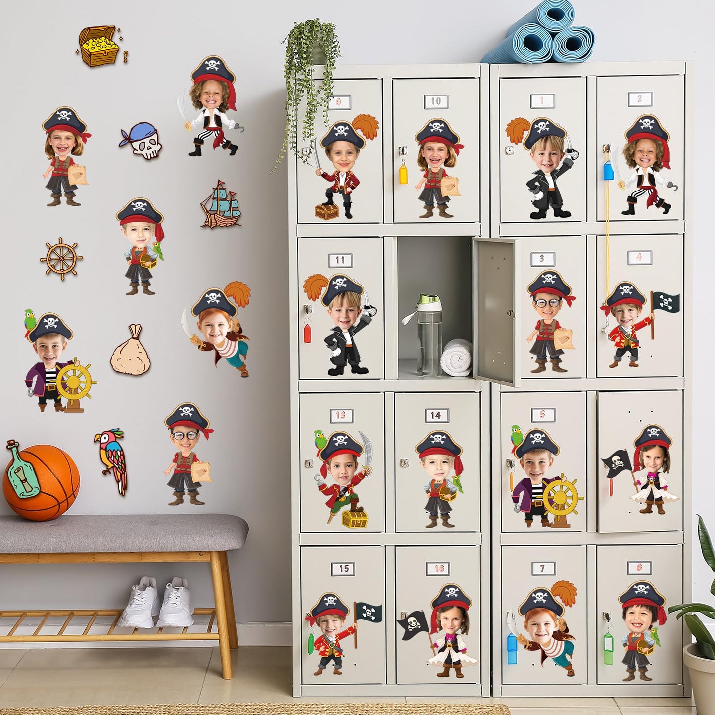 60pcs Pirate Cutouts Pirate Treasure Theme Bulletin Board Decorations Skull Hat Paper Cut-Outs Nautical Adventure Classroom Decor for Boy Girl DIY Craft Photo Kindergarten Preschool Wall Door Supplies