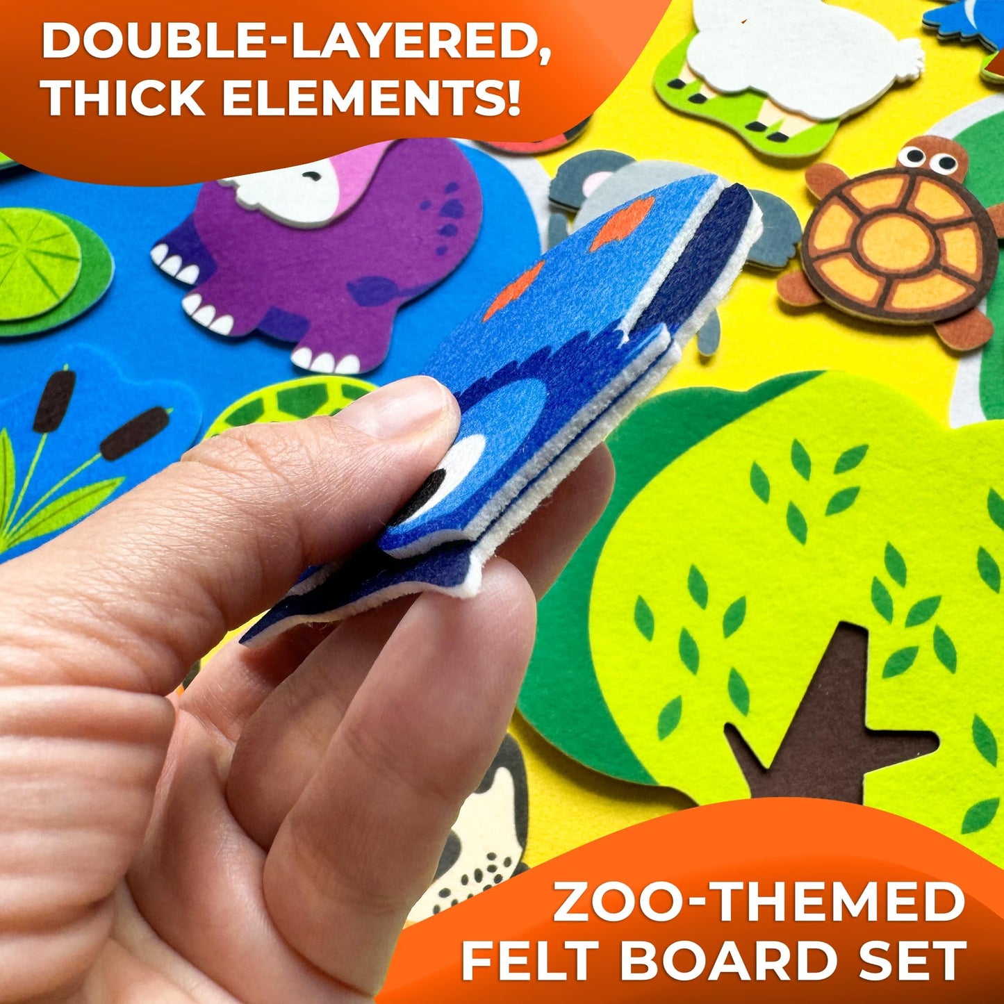 QUOKKA Zoo Felt Board for Toddlers 51 PCS - Double-Thick Felt Board Story Set - Durable Wall Activity Panel - Ideal for Storytelling Indoor Toddler Activities and Classroom