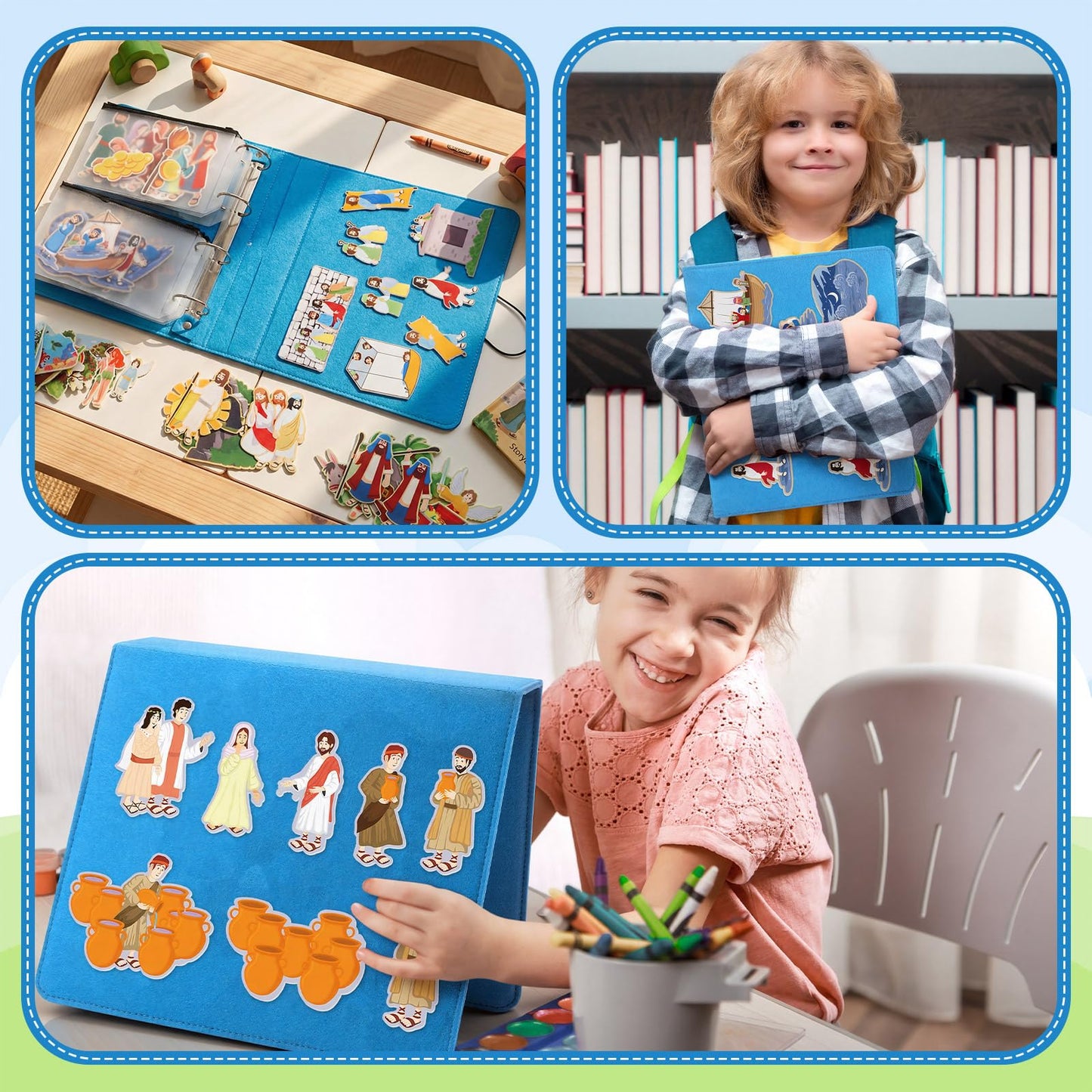 Windkream 13 Pack Advent Felt Board Bible Stories Set, Flannel Board Stories with A Felt Pieces Storage Binder for Preschool Activities