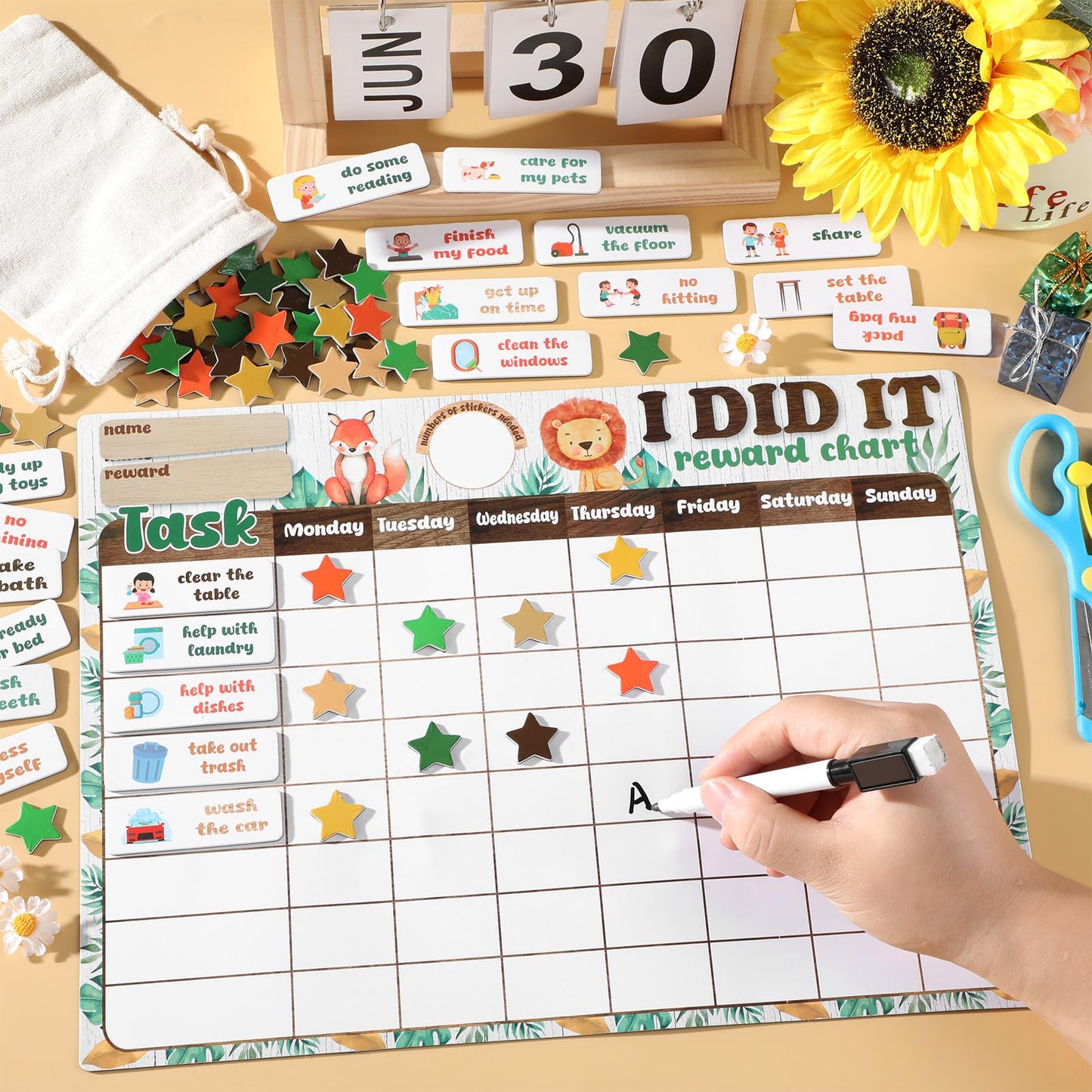 Magnetic Reward Chart for Kids at Home Woodland Animals Behavior Reward Chart System Magnetic Behavior Tracker Forest Animals Theme Incentive Chore Pad to Develop Responsibility and Good Habits