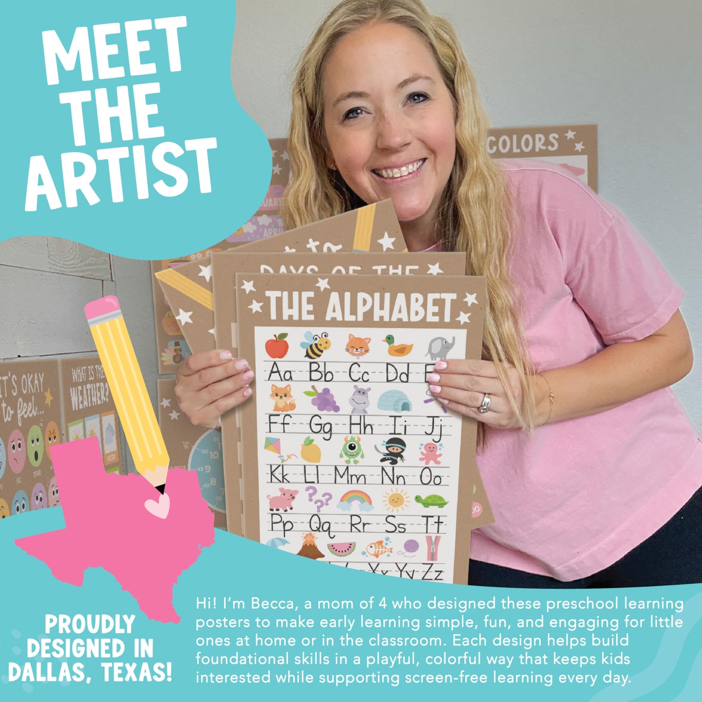 Hadley Designs 16 Educational Posters for Classroom Must Haves - Laminated Pre-K Posters for Toddler Homeschool Essentials, Toddler & Preschool Learning Activities, Kindergarten Classroom Decor