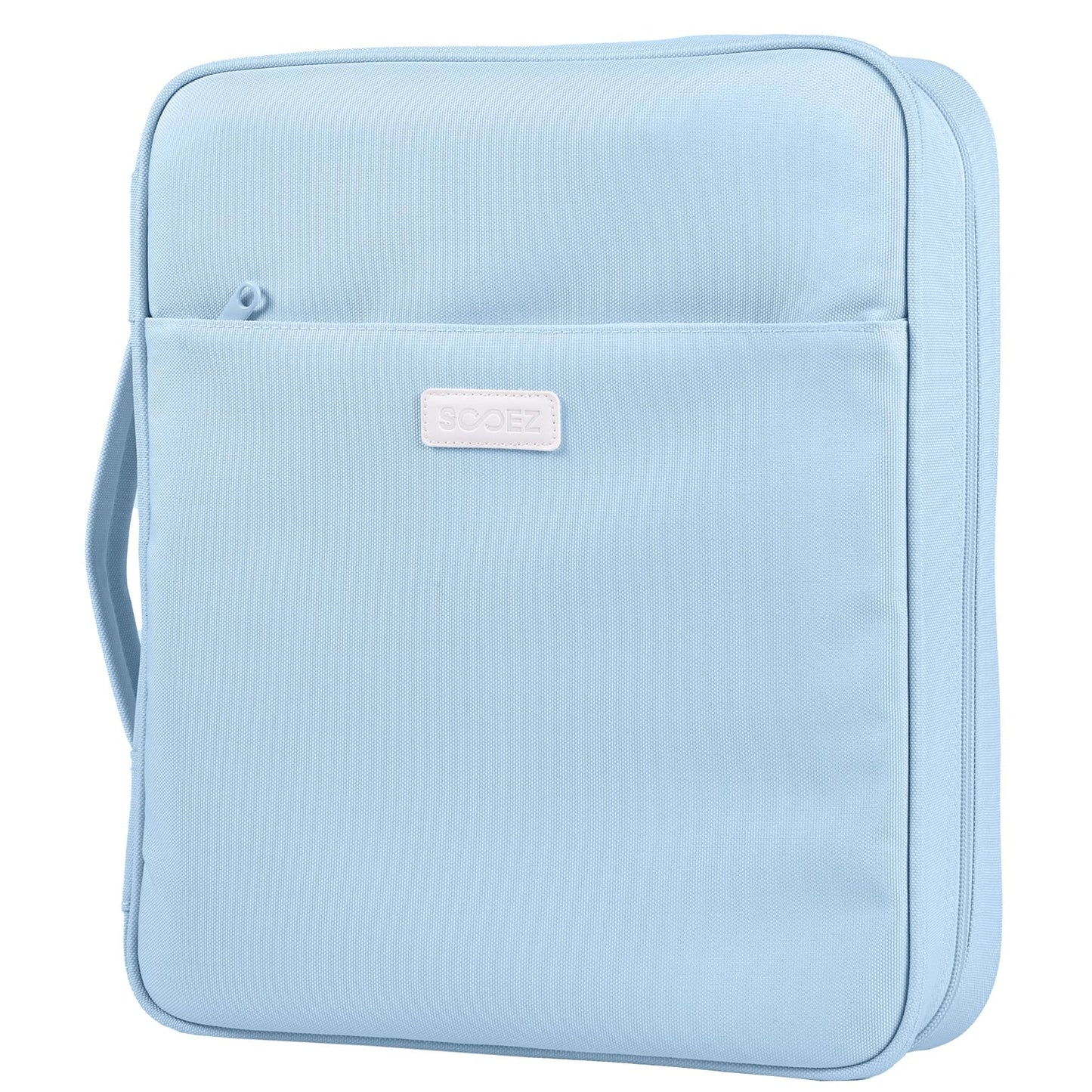 Sooez Zipper Binder Bag, 1.5 Inch Binders 3 Ring O-Ring, 5-Tab Dividers Expanding File Folder, 500-Sheet Capacity Three Ring Binder, Cute Organizer Storage for Student School Classroom Supplies, Blue