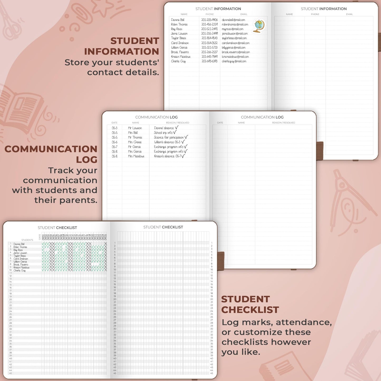 Clever Fox Teacher Planner – School Year Planner with Calendars & Lesson Plans – Teacher Plan Book for Classroom & Homeschool Organization - Undated, 7x10″, Hardcover (Dark Terracotta)