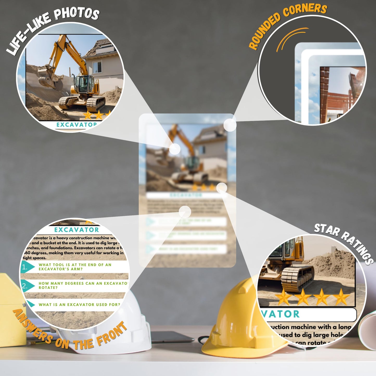 Little Known Truths Construction Vehicle Trivia Flash Cards for Kids Ages 3+ | Educational Learning Cards with Trucks & Machines, STEM Fact Cards in Metal Tin, Screen-Free Travel Toy