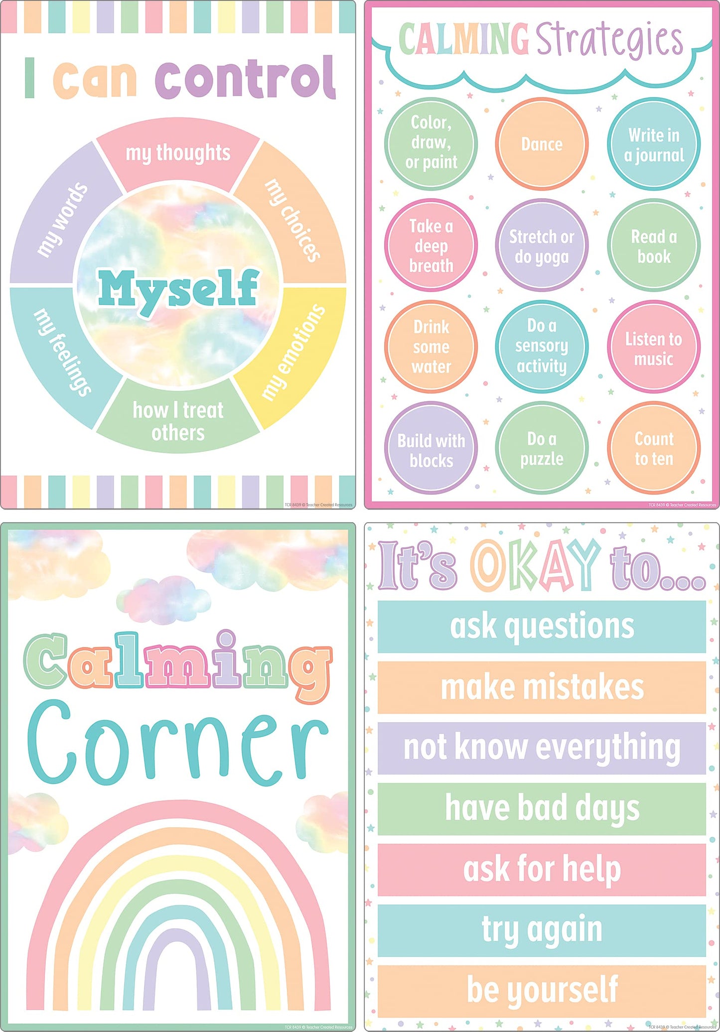 Teacher Created Resources Pastel Pop Calming Strategies Educational Poster Pack (TCR8439)