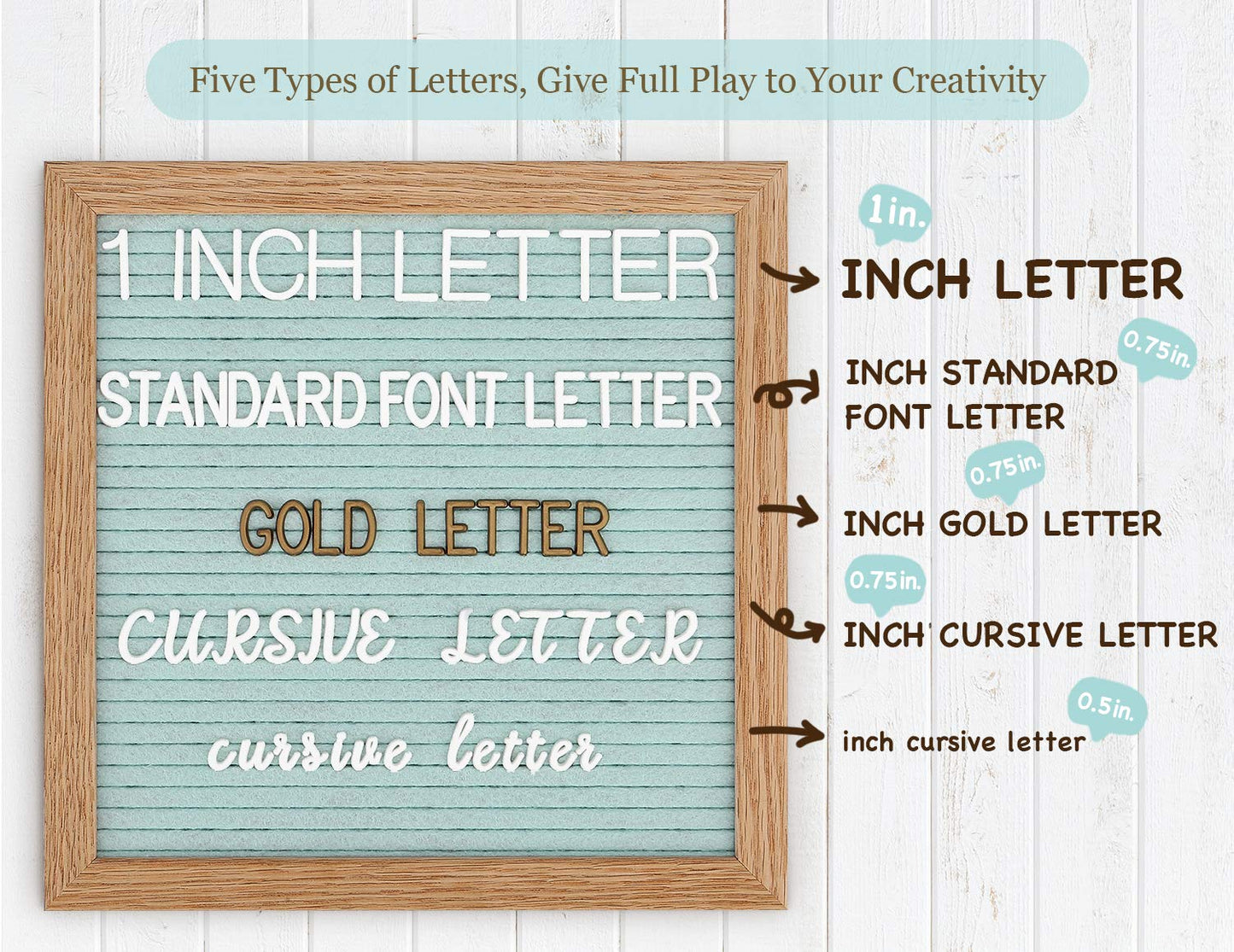 Blue Felt Letter Board - 10x10 Inch, Pre Cut & Sorted 725 Letters, First Day of School Sign, Changeable Message Board for Classroom & Farmhouse Wall Decor