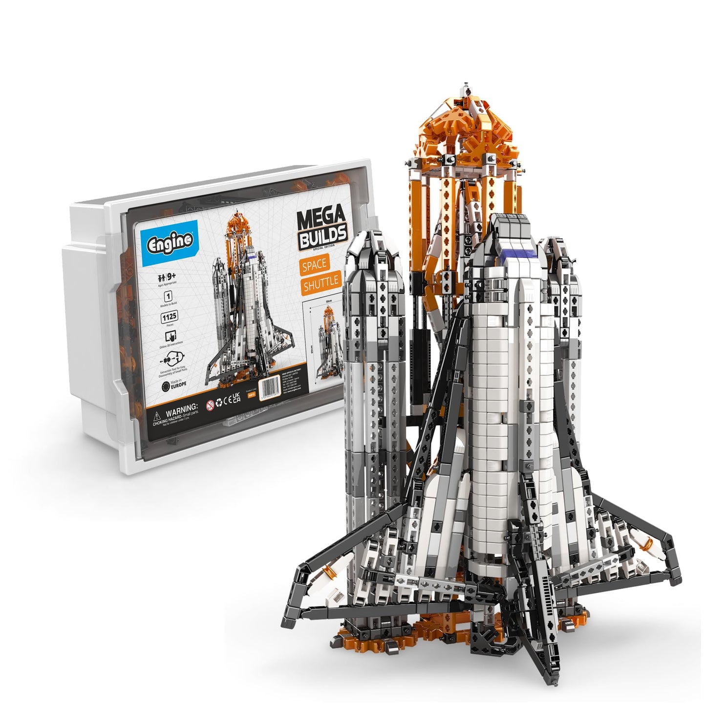 Engino: Mega Builds - Challenger Space Shuttle - 1135pc Model Building Set, Snap-Assembly, Detailed Replica, STEM Advanced Construction, Kid-Adult 9+