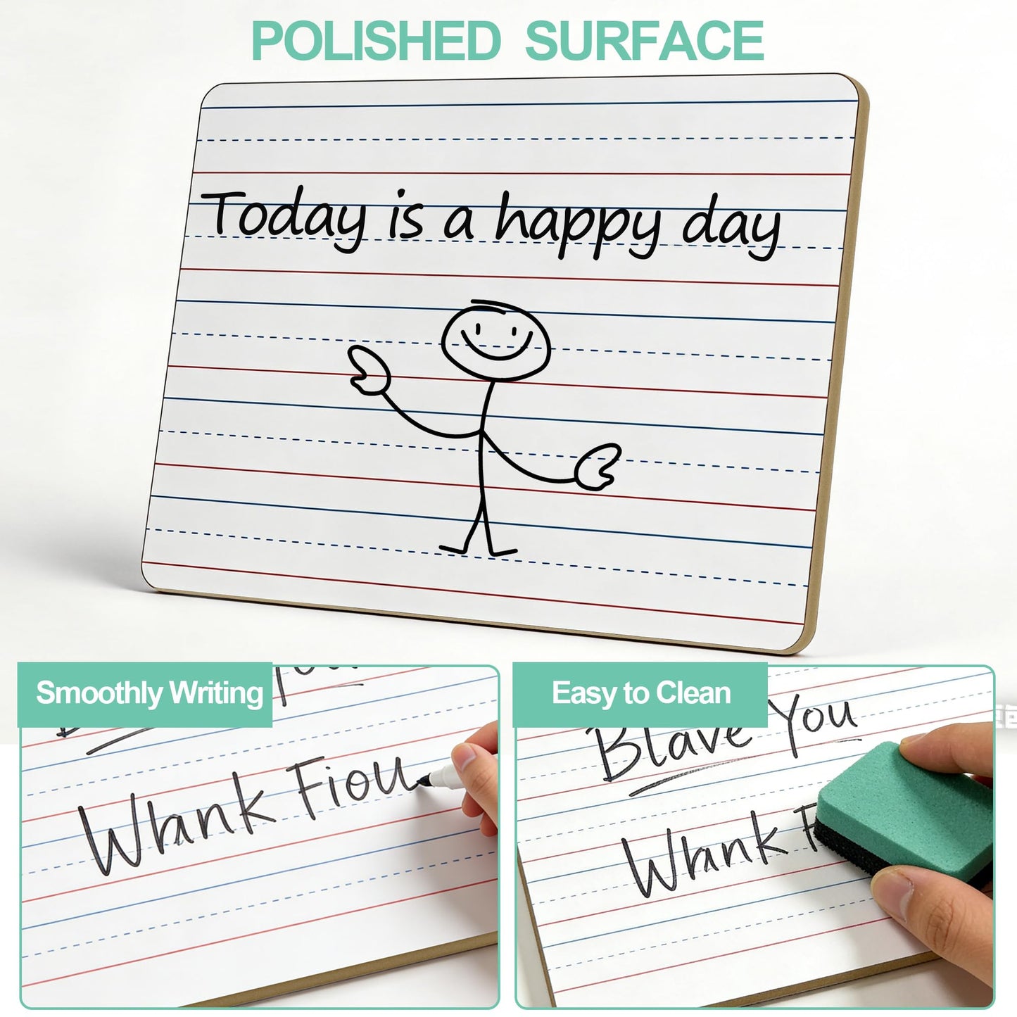32 Pack Small White Boards, 9"x12" Mini Portable Handheld Learning Whiteboards, Double Sided Personal Dry Erase Boards with Lines for Kids, Students, Teachers Classroom School Pack