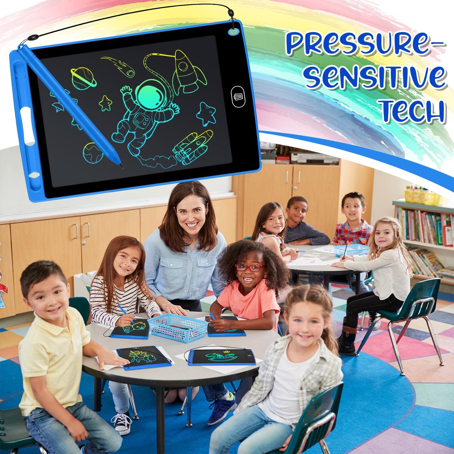Zhehao 20 Pack LCD Writing Tablet for Kids: 8.5 Inch Colorful Drawing Doodle Boards - Reusable Erasable Doodle Board Educational Learning Toys Gifts for Toddlers Ages 3-8 Party Favors(Blue,Classic)