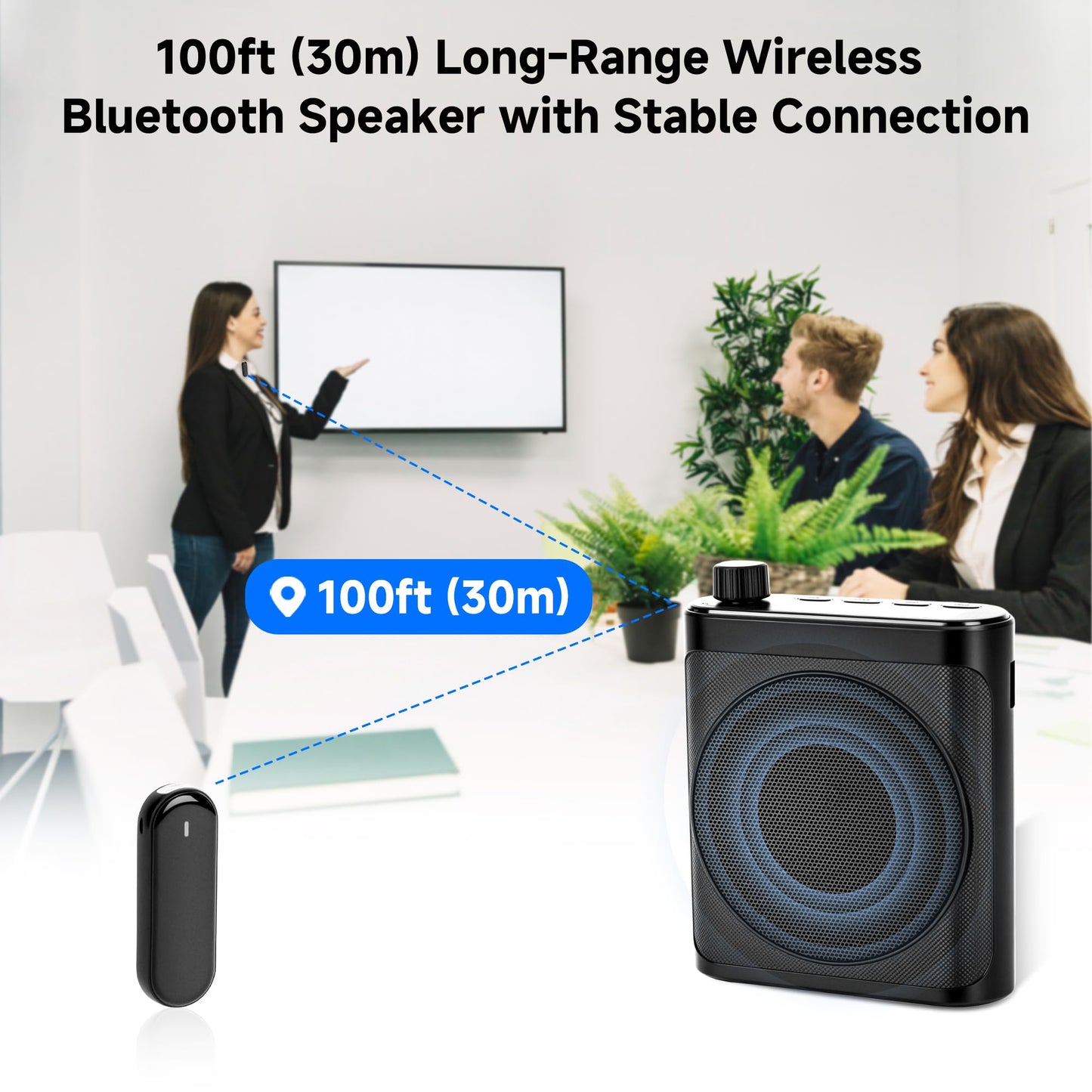 Sunnymark Voice Amplifier Wireless Microphone with Bluetooth Lavalier (Black)
