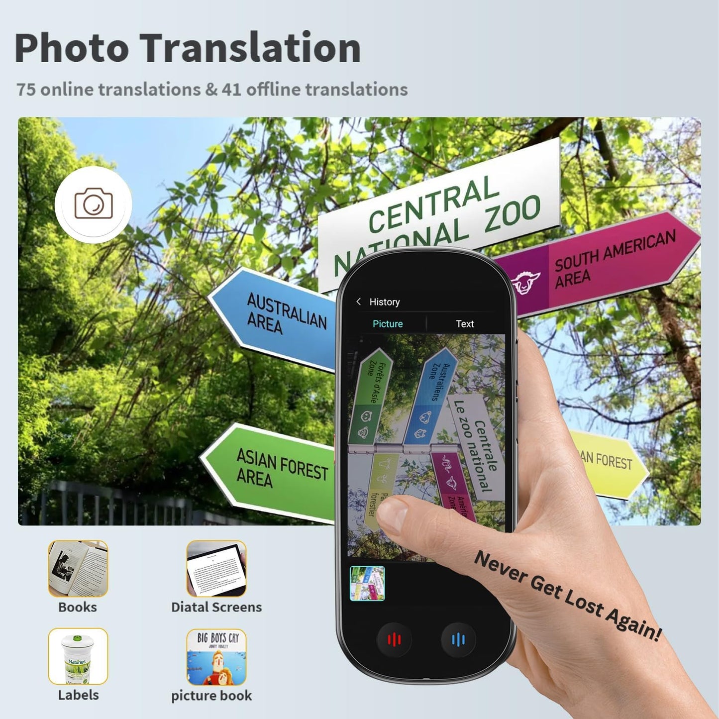 FancyDove AI Translator Device, Real-Time Two-Way Instant Voice Translator, 149 Languages Translator, Voice & Photo Translation for Travel, Business & Study, Traductor de Voz