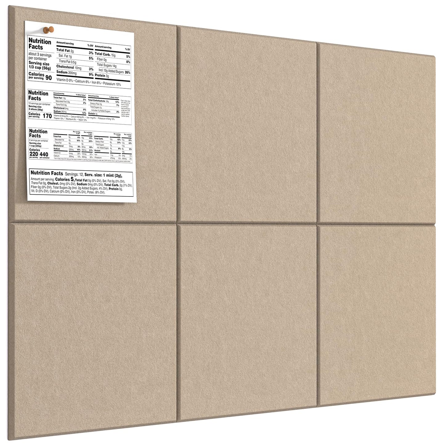 MaxGear Large Cork Board for Wall 36" x 24", Tan Bulletin Board, 6 Pack Felt Wall Tiles with Pushpins, Cork Boards for Office Pin Board Tack Board Cork Boards