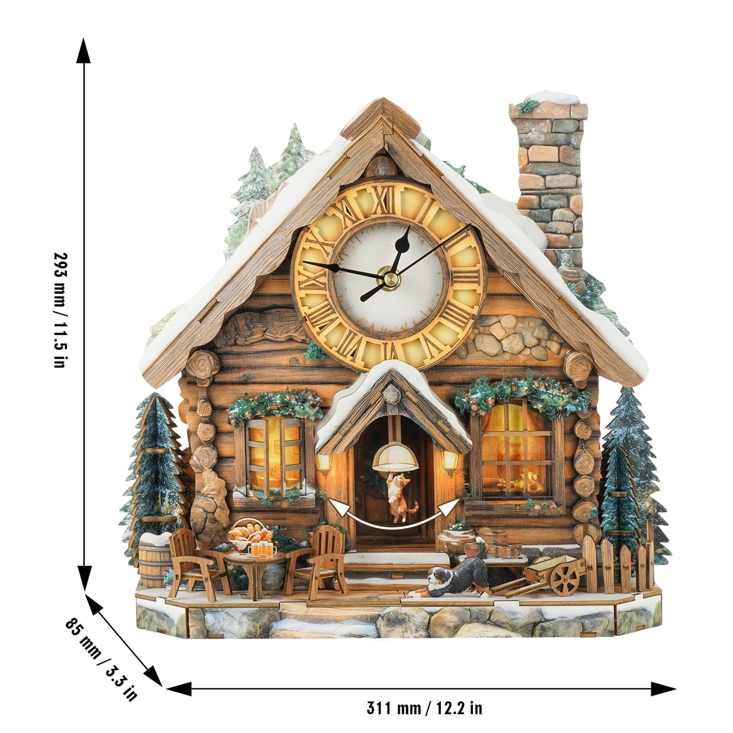 Rnfinewow 3D Wooden Puzzles for Adults, 3D Puzzle Swiss Snow House Clock Kit (with Pendulum), 3D Puzzles for Adults Home Decor DIY Clock Puzzle Gifts for Women Men