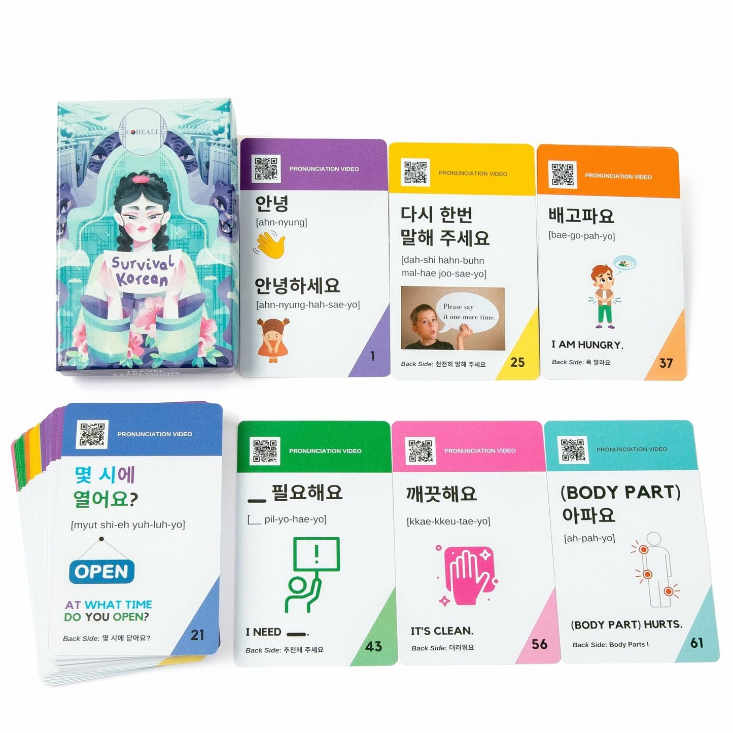 Learn Korean with COREALL Survival Korean Travel Expressions - Flash Cards & Digital Book