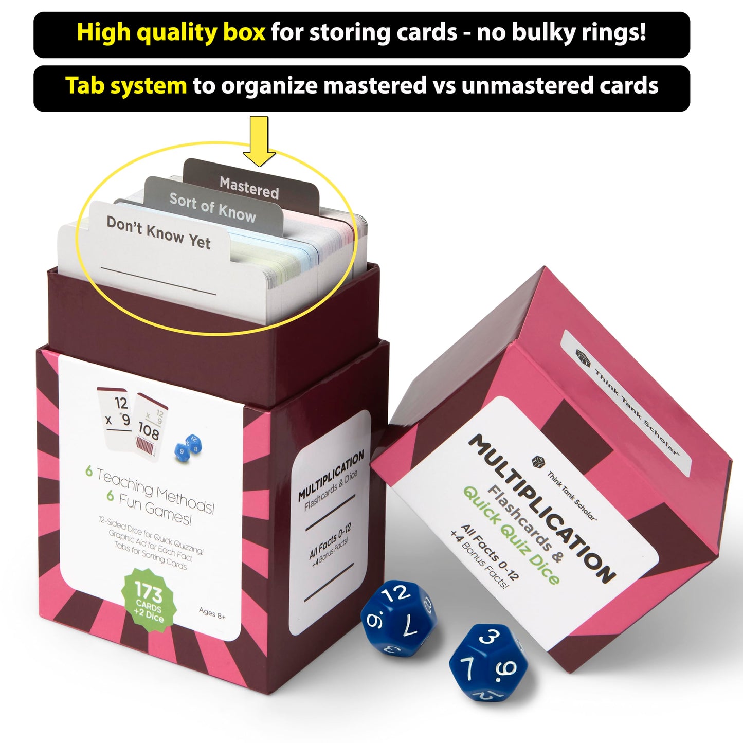 Award-Winning Math Flash Cards – 711 Multiplication & Division Facts (0–12) – Jumbo Cards (3.1” x 5.2”), Visual Aids, 2 Dice, Games, Charts & Mastery Divider Tabs – Grades 3–6 Classroom & Homeschool