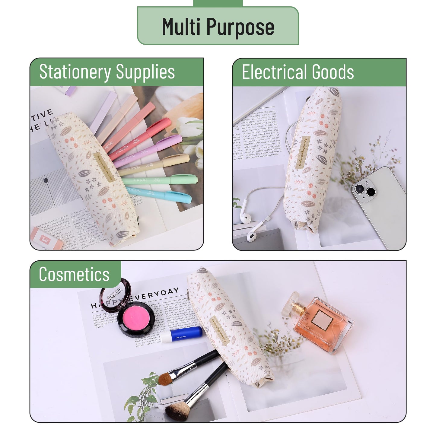Mr. Pen- Cute Pencil Case Pouch, Multipurpose Canvas Bible Pencil Pouch, Smooth Zipper, Premium Material, Neat Stitches, Ideal for Stationery, Cosmetics, Electronics, School, Office, Travel