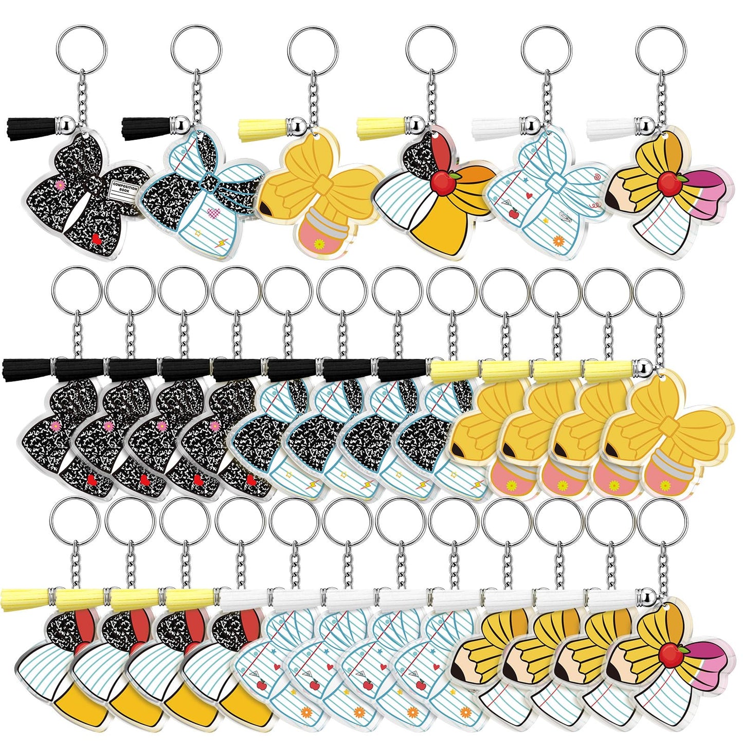 Sureio 30 Pcs Back to School Teacher Appreciation Gift Bulk Mini Notebook Keychain Gifts Bulk Note Book Bundle for Preschool(Bow)